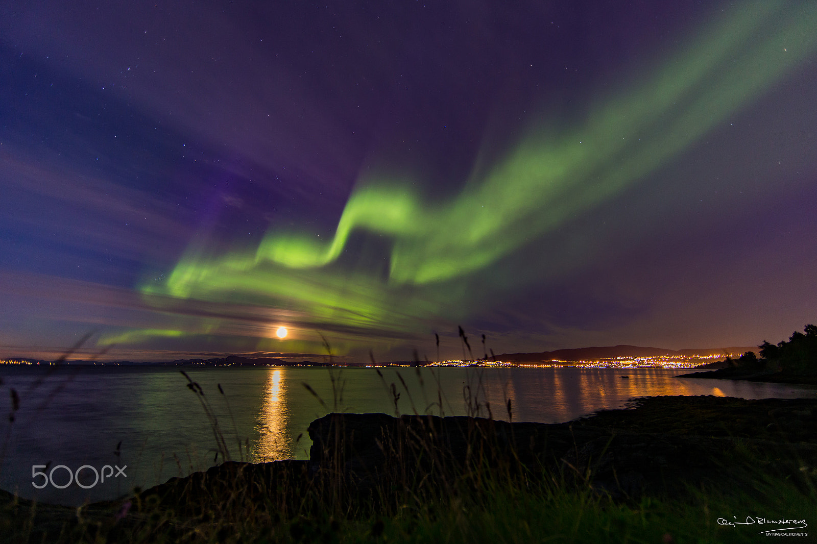 Canon EF 14mm F2.8L II USM sample photo. Auroras dance with the moon photography