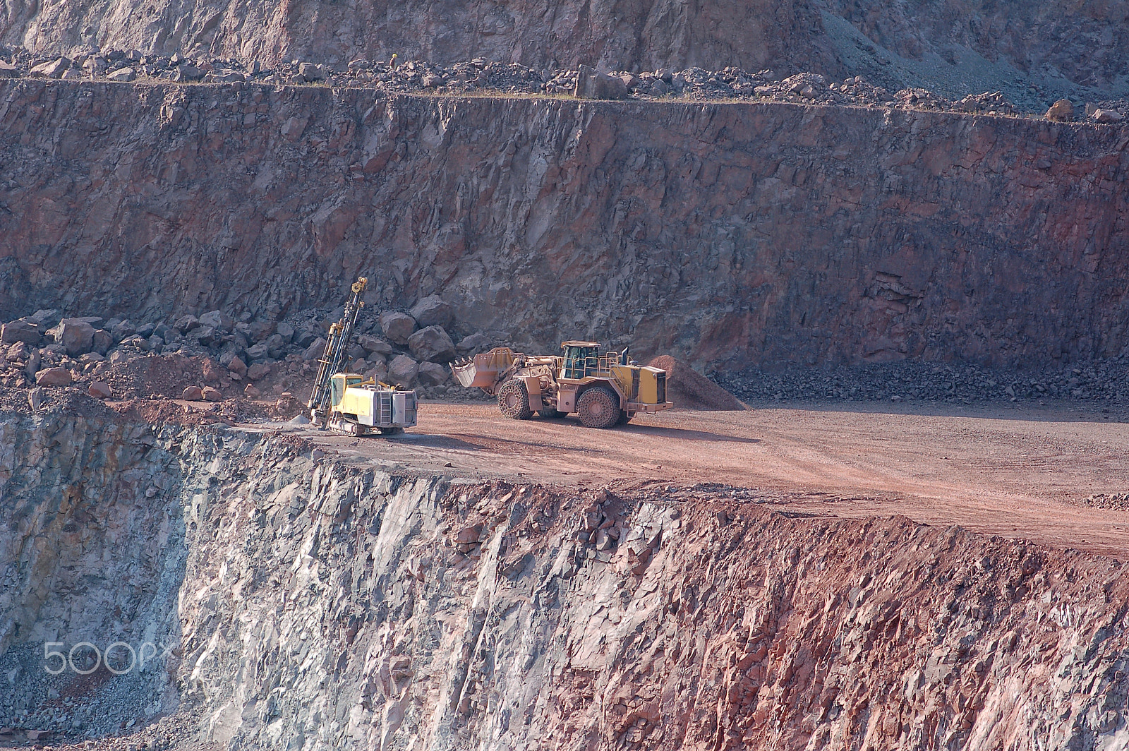 Nikon D50 sample photo. Drill and excavator in a quarry mine. aerial view photography