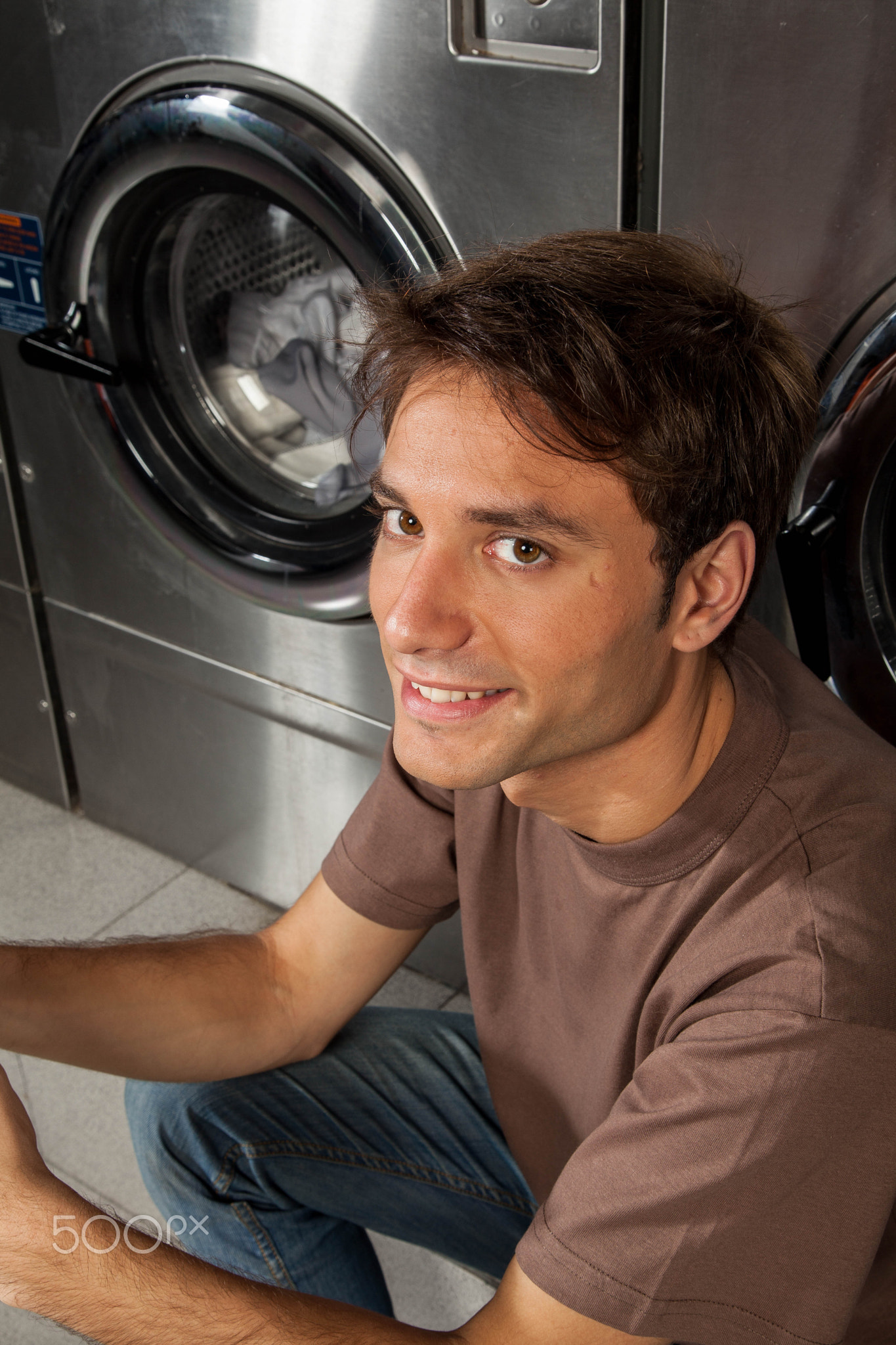 Portrait of man in the laundry