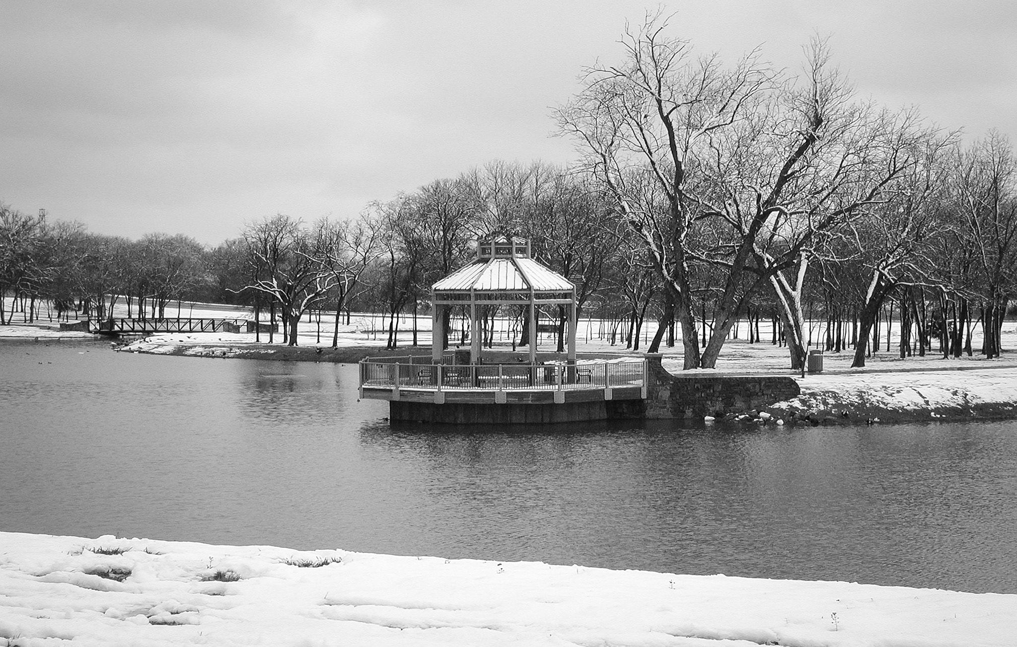 Nikon E990 sample photo. Gazebo in the snow photography