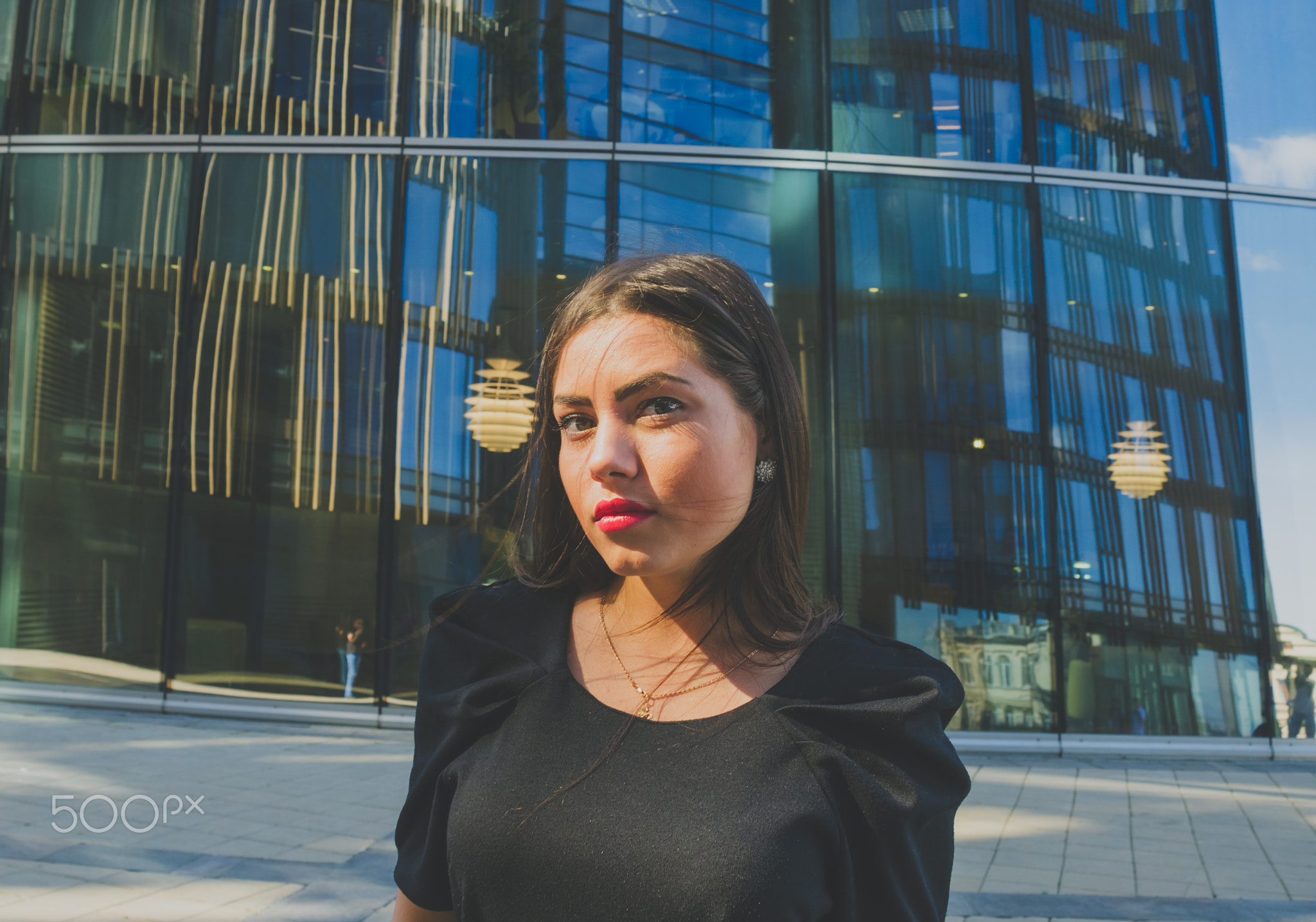 beautiful business lady in black dress