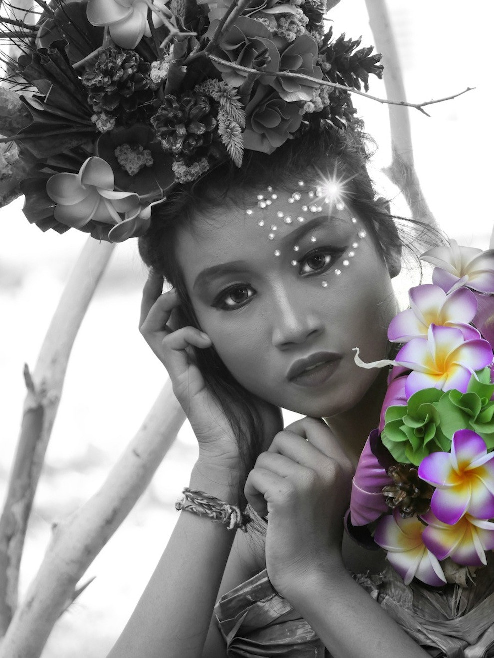 Panasonic Lumix DMC-GH4 + LEICA DG 100-400/F4.0-6.3 sample photo. Girl with flowers photography