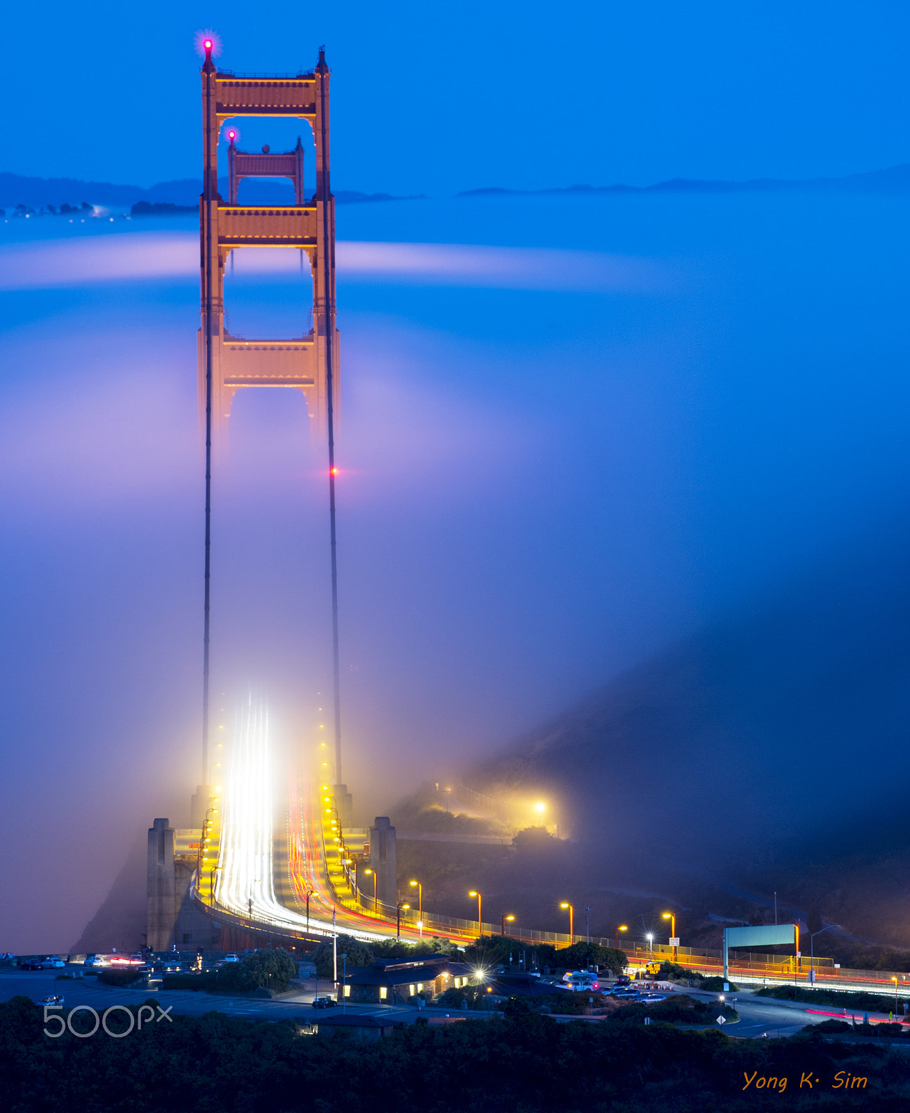 Nikon D4 sample photo. Golden foggy night photography