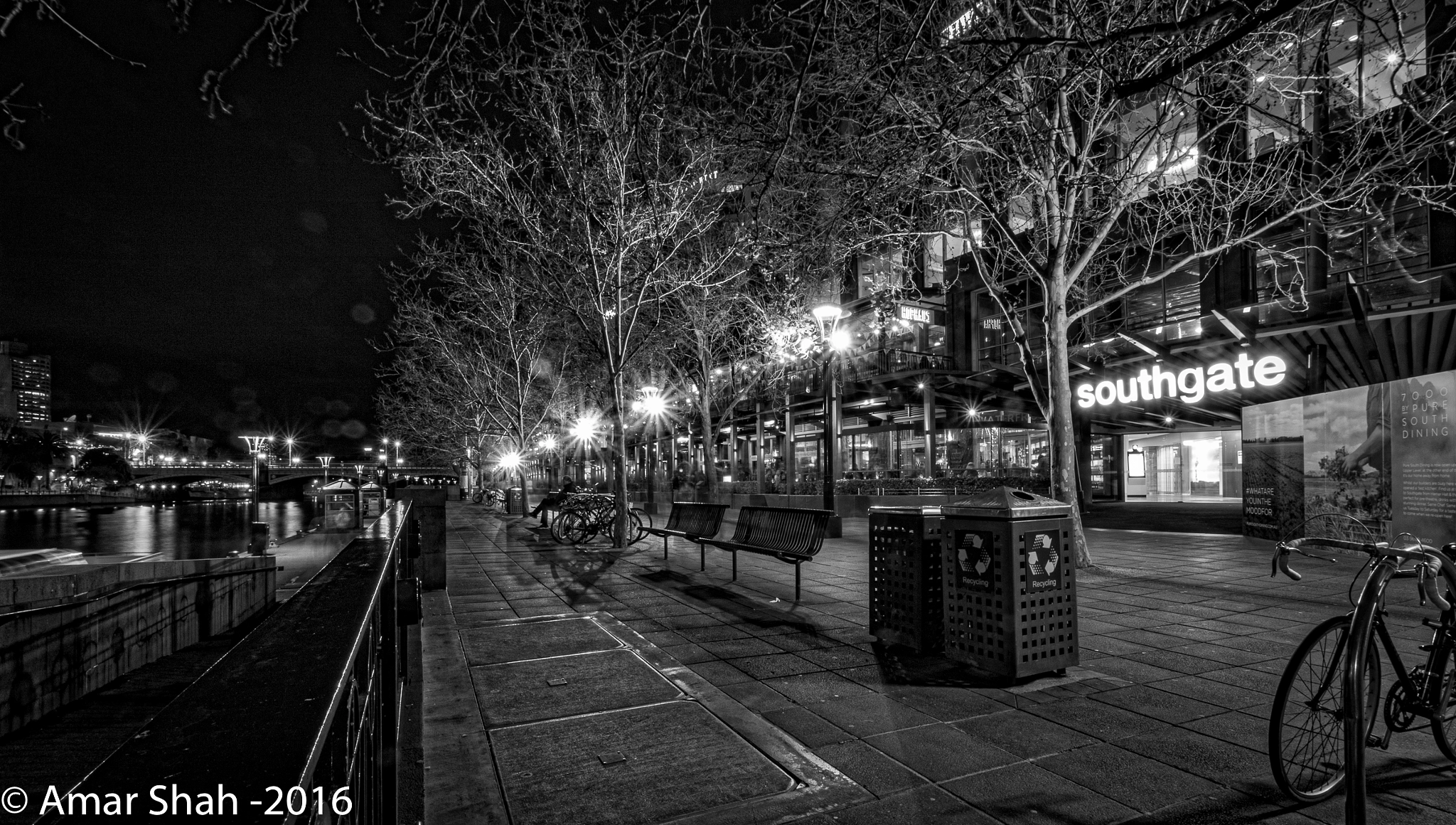 Melbourne CBD Sunset City Lights South Bank promanade NGV