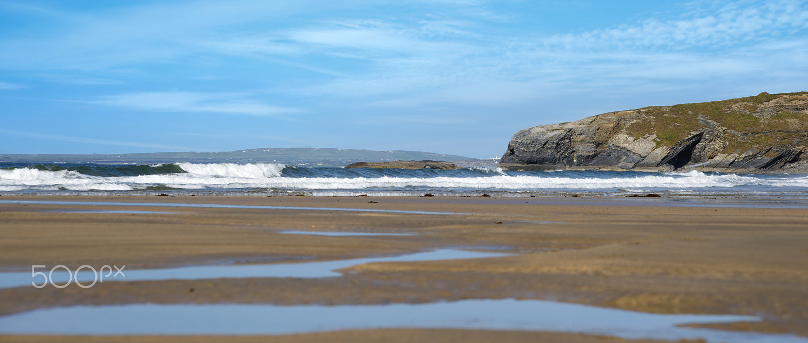 Sigma 70-300mm F4-5.6 APO DG Macro sample photo. Panoramic view of ballybunion beach and cliff photography