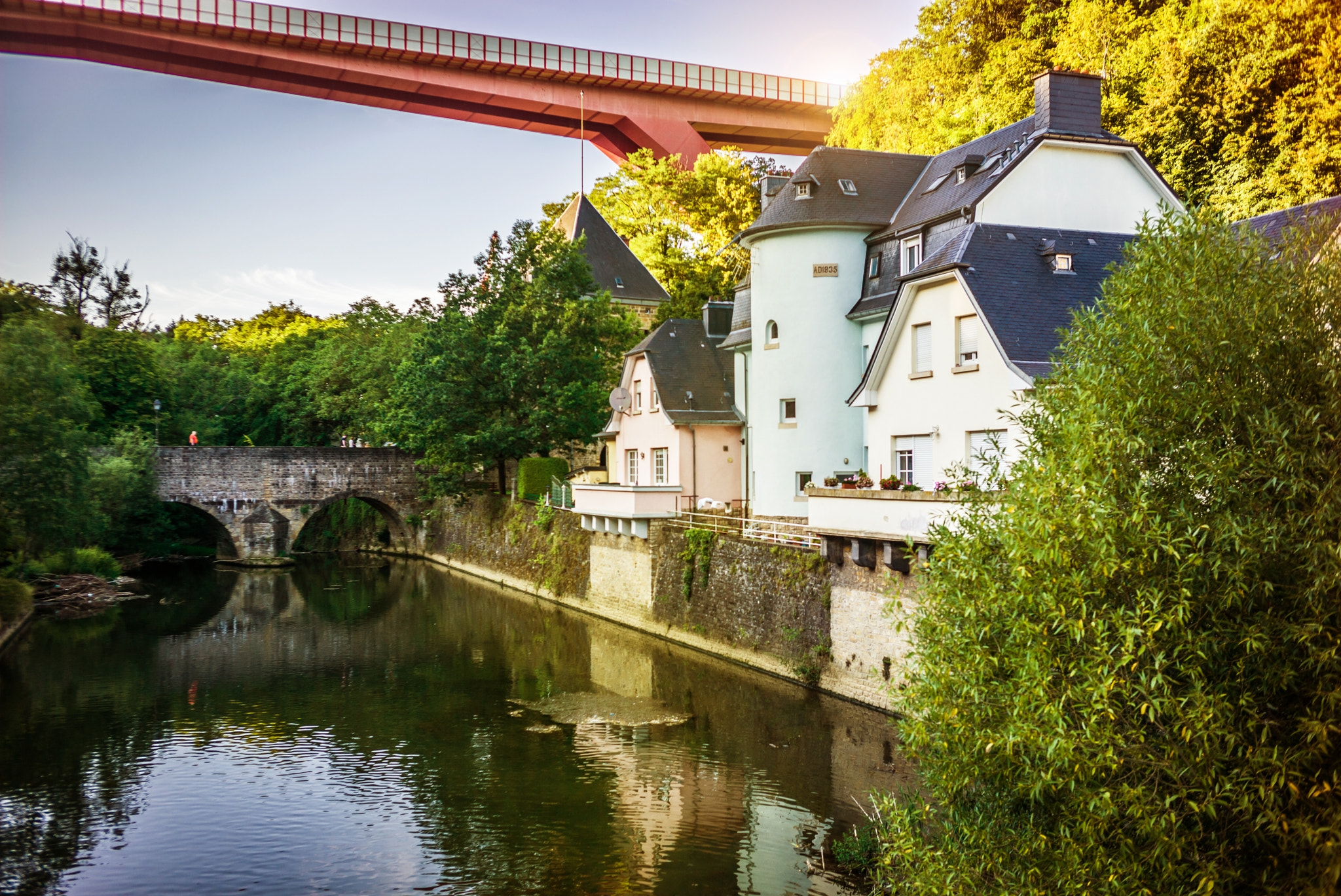 Summicron 1:2/50 Leitz sample photo. The red bridge in luxembourg photography