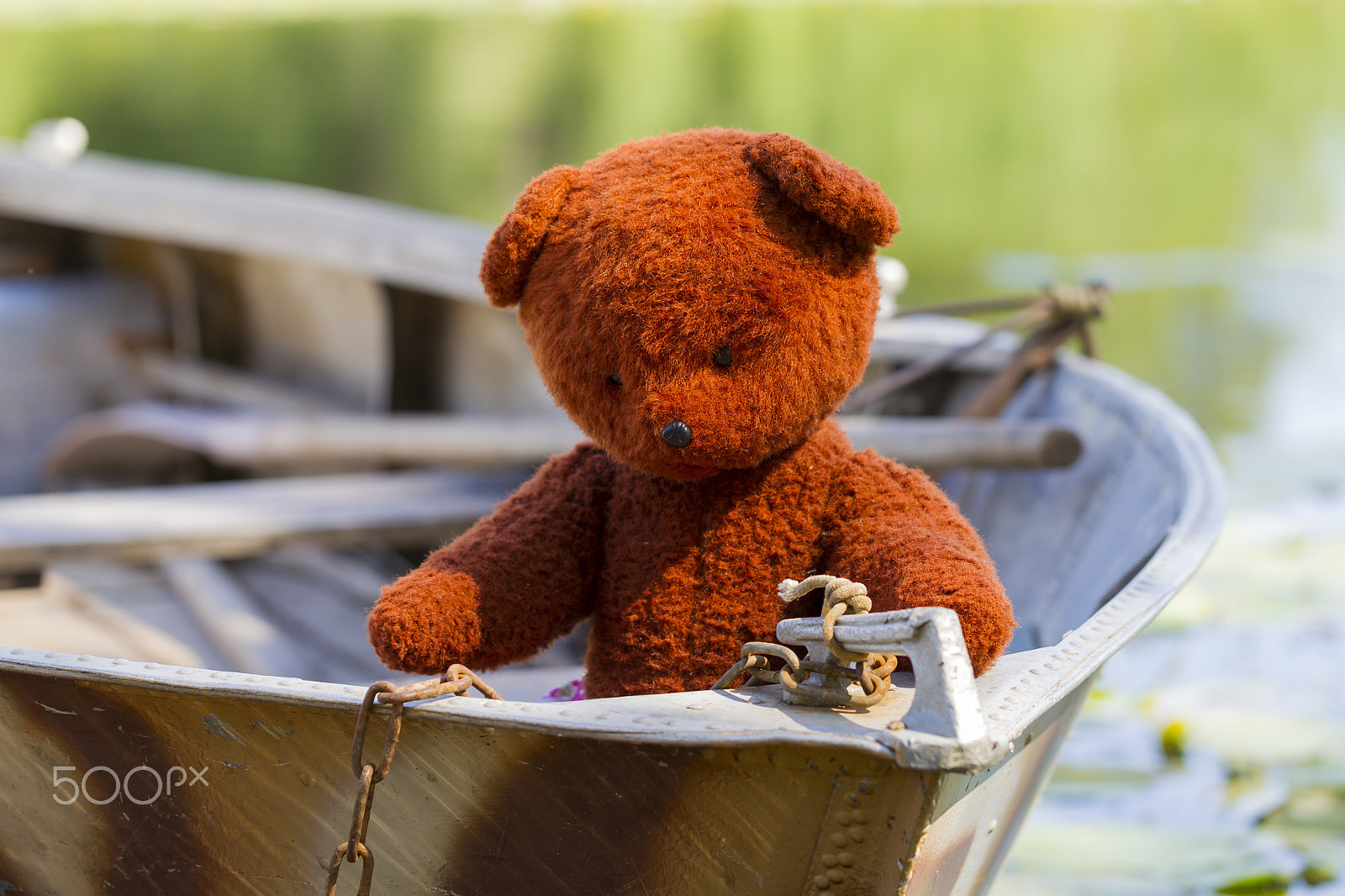 Canon EOS-1D Mark IV + Canon EF 100mm F2.8L Macro IS USM sample photo. A toy bear - a sailor sits in a boat or a boat near the anchor c photography