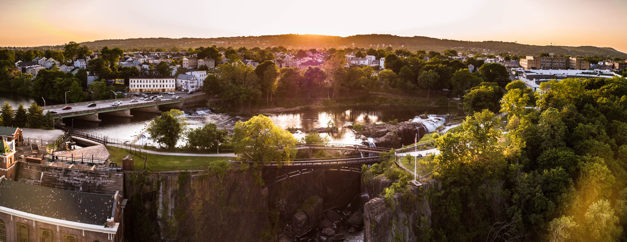 DJI FC550 sample photo. Aerial panorama of the great falls in paterson nj seen from above photography