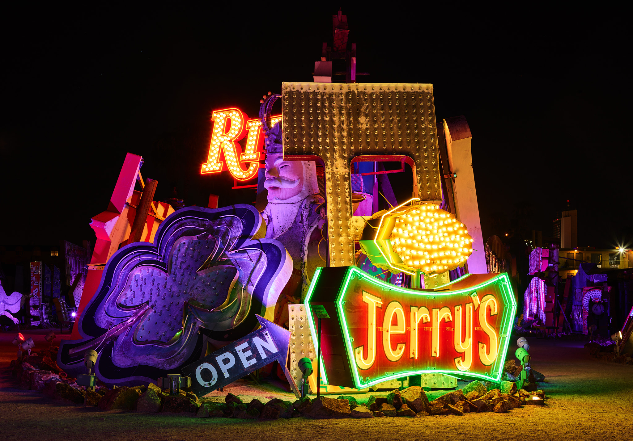 Phase One IQ3 100MP + Schneider LS 80mm f/2.8 sample photo. Night photo shoot at the las vegas neon museum,  where neon signs go to die. photography