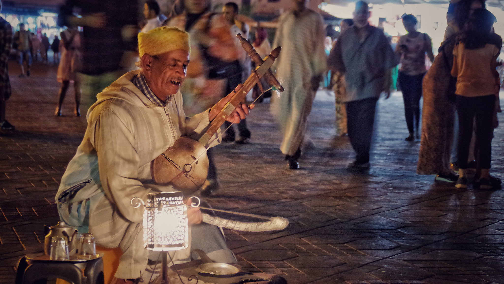 Pentax K-01 sample photo. Moroccain traditional music in the street photography