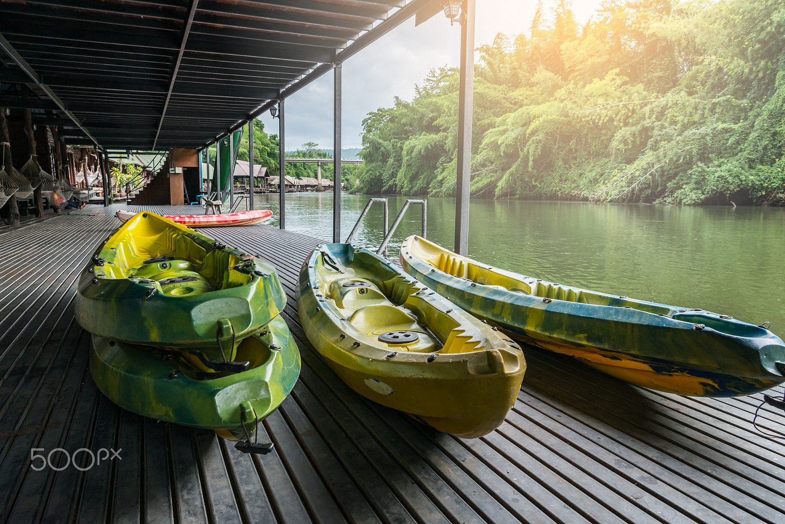 Nikon AF-S Nikkor 24-70mm F2.8E ED VR sample photo. Canoe boat on raft near the river in thailand photography