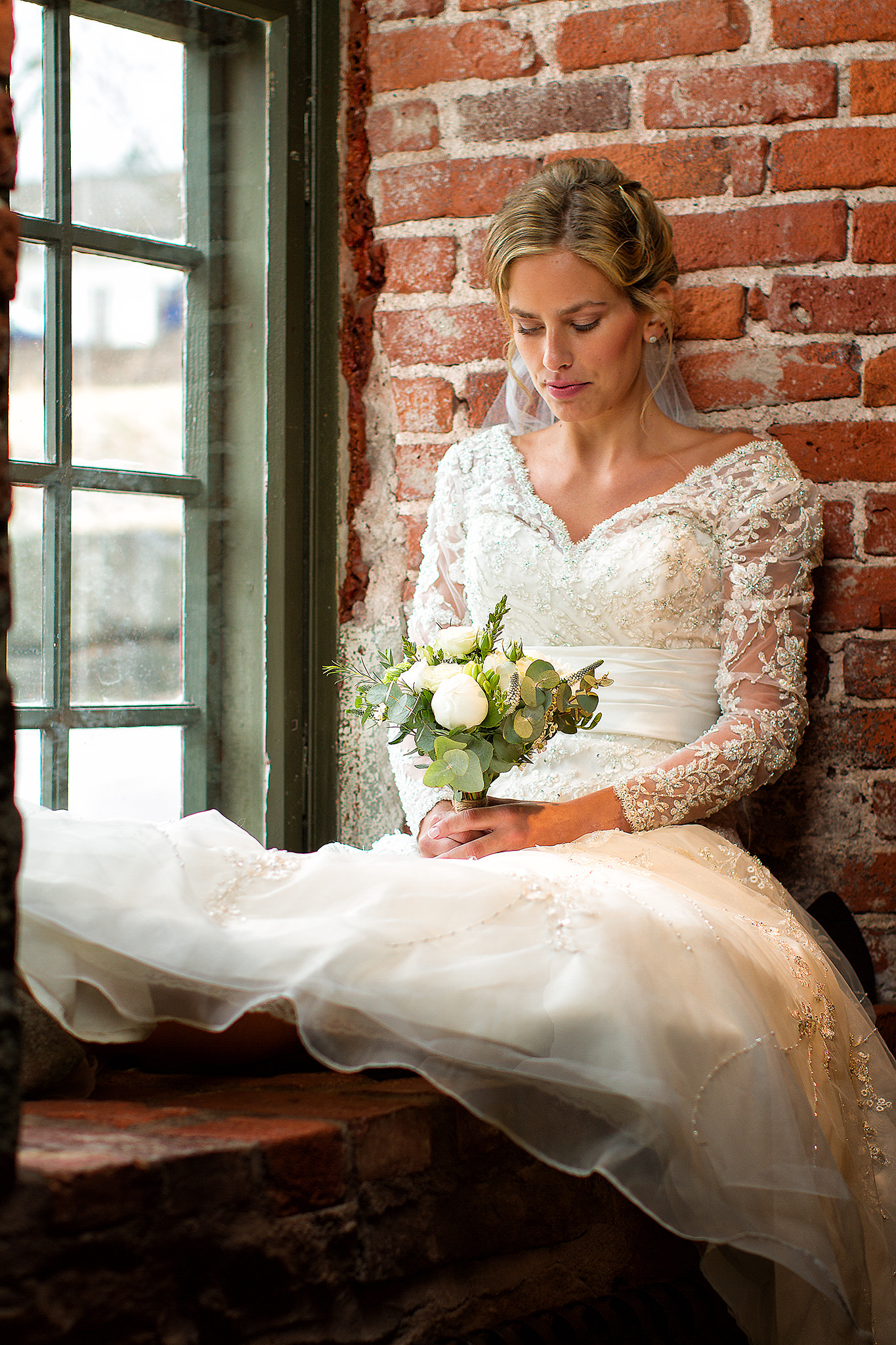 Canon EOS 7D + Canon EF 50mm F1.2L USM sample photo. Bride and a window of light photography