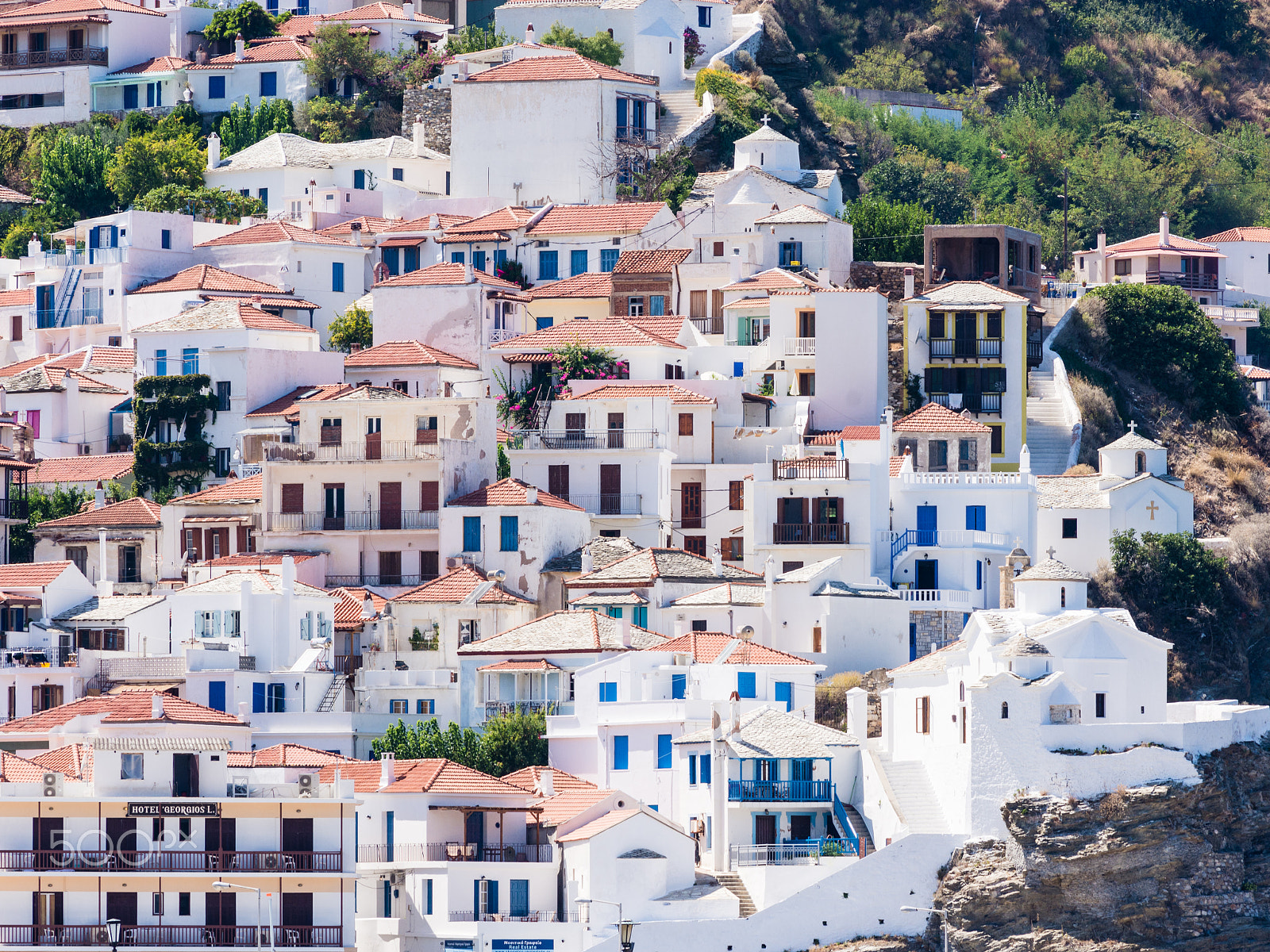 Nikon D7100 + AF Nikkor 180mm f/2.8 IF-ED sample photo. Skopelos town photography