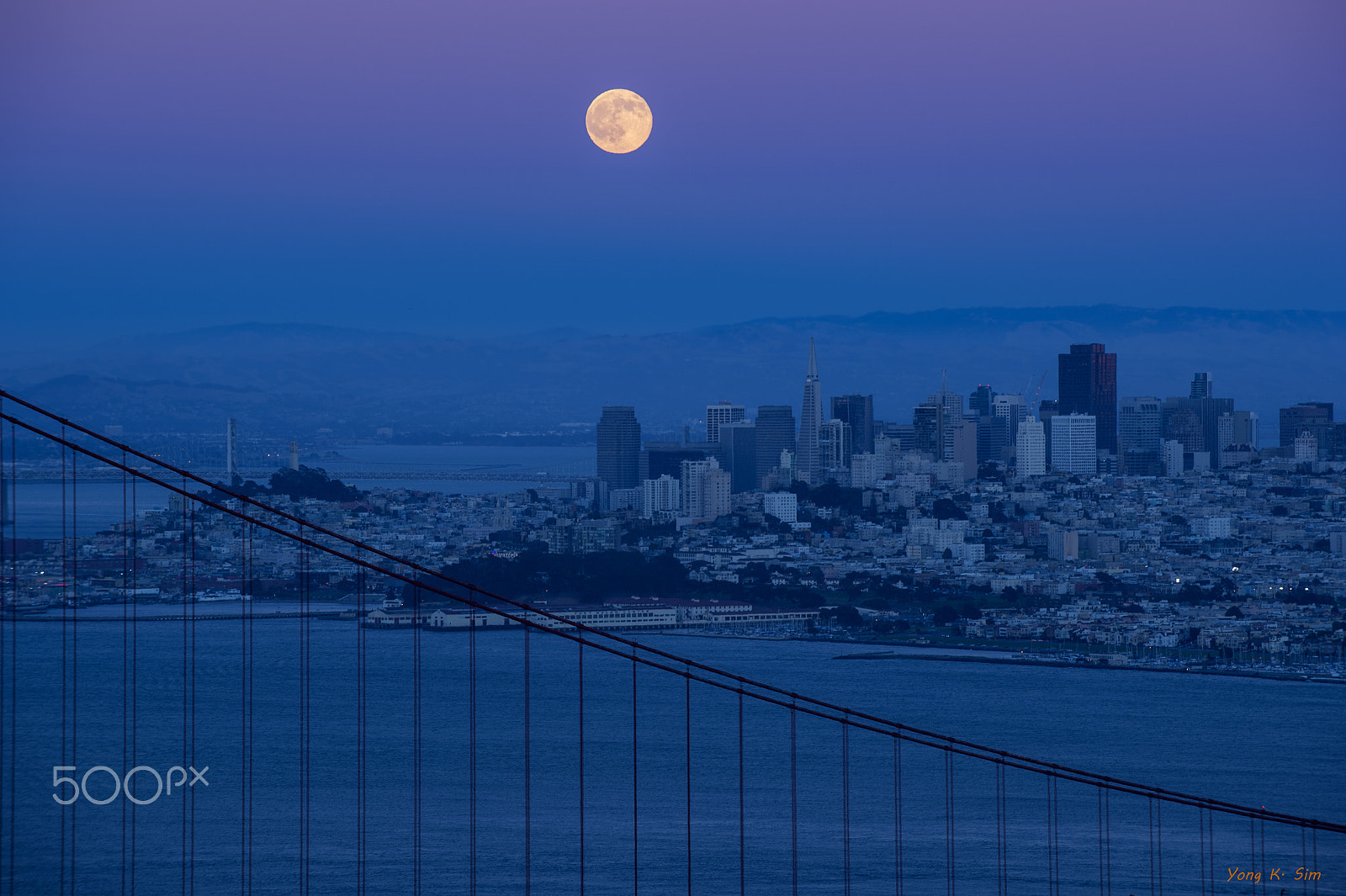 Nikon D4 sample photo. Full moon over the san francisco photography