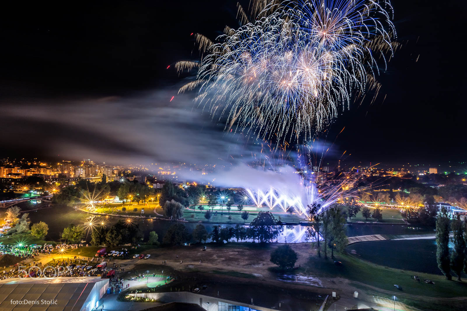 Nikon D7100 + Sigma 15mm F2.8 EX DG Diagonal Fisheye sample photo. Beer festival fireworks photography