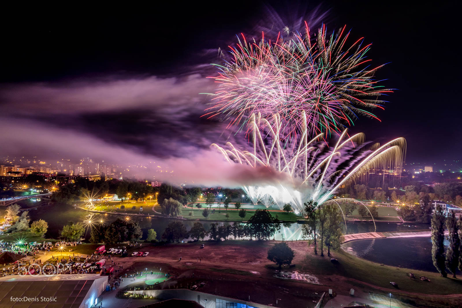 Nikon D7100 + Sigma 15mm F2.8 EX DG Diagonal Fisheye sample photo. Beer festival fireworks photography