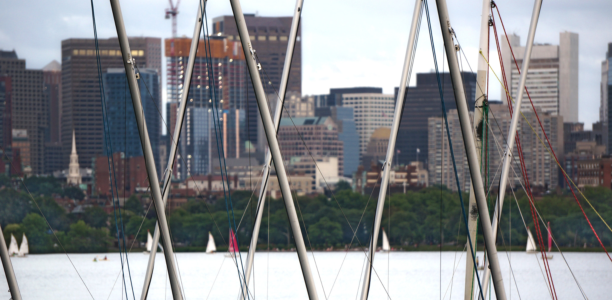 Sony Alpha NEX-5T + Sony E 55-210mm F4.5-6.3 OSS sample photo. Sail boats on the charles river photography