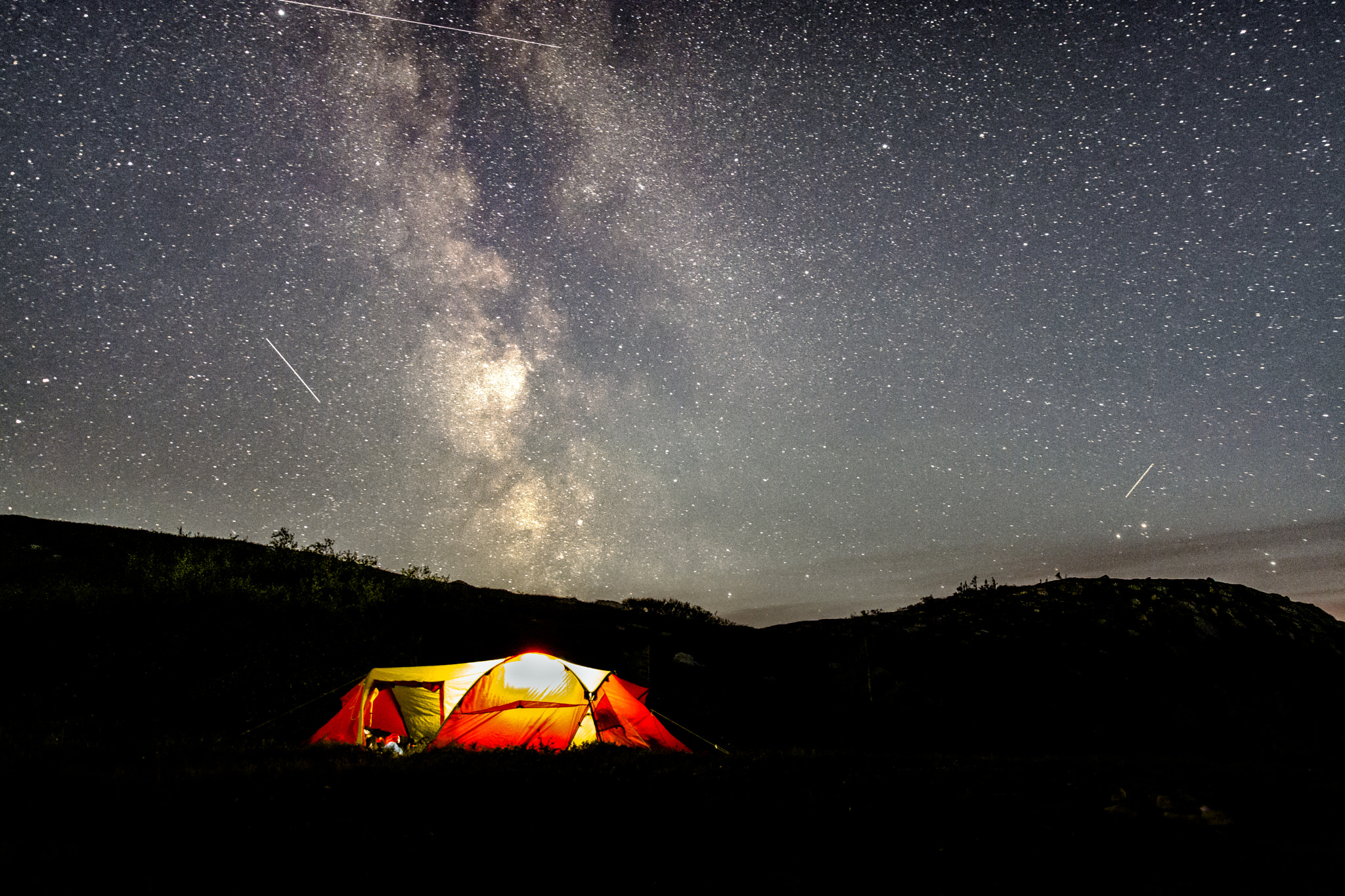 Nikon D7100 + Samyang 16mm F2 ED AS UMC CS sample photo. Tent and the milkyway photography