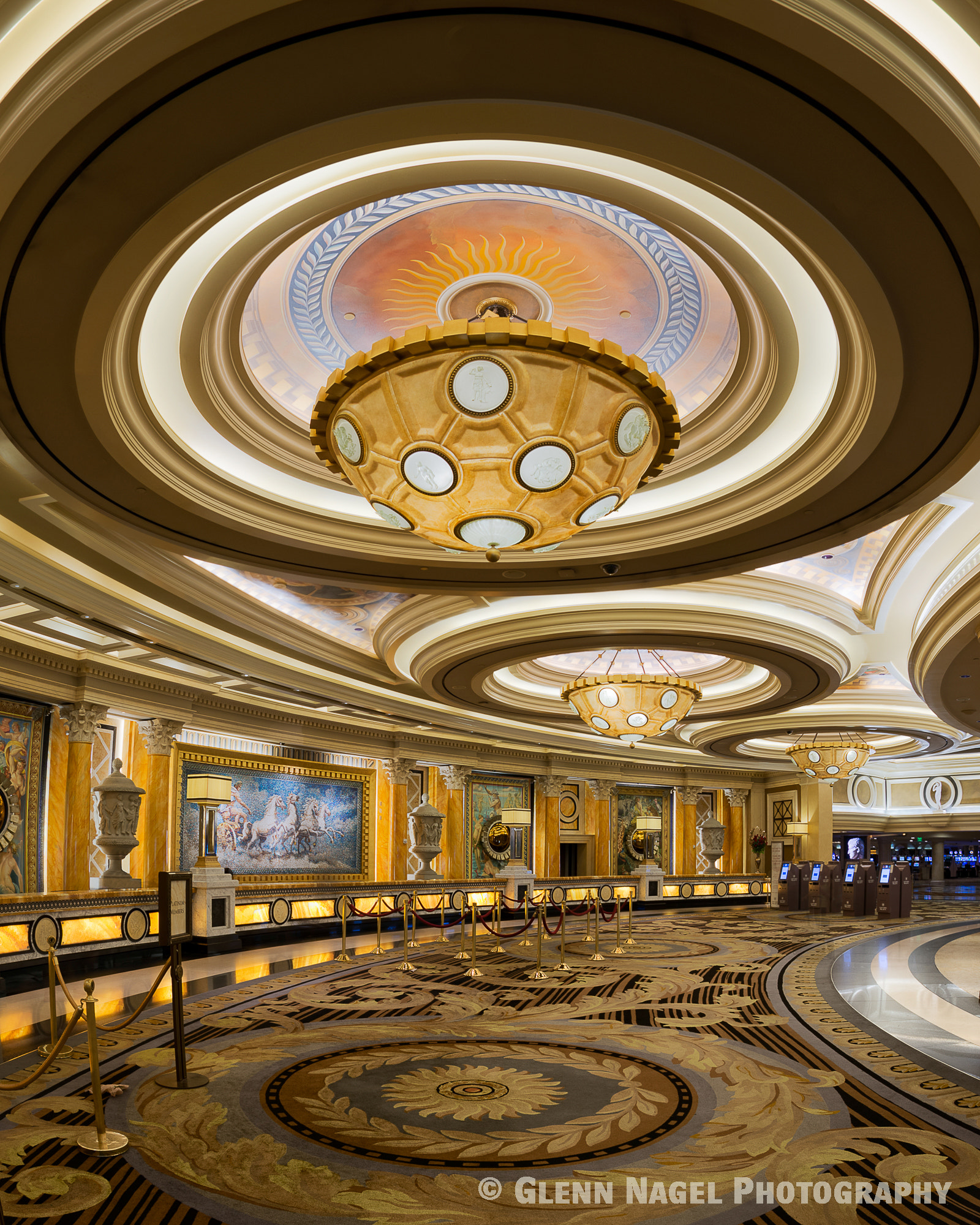 Nikon D800 + Sigma 15mm F2.8 EX DG Diagonal Fisheye sample photo. Caesar's palace lobby photography