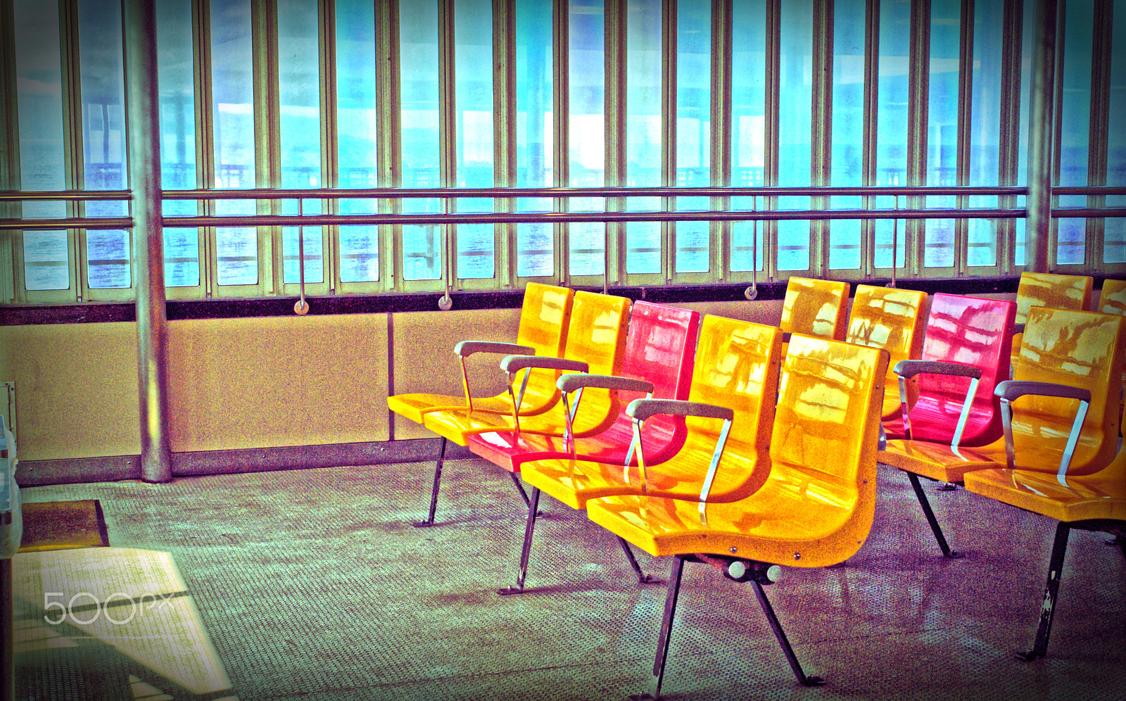 Pentax K10D sample photo. Empty seats of the ferry photography