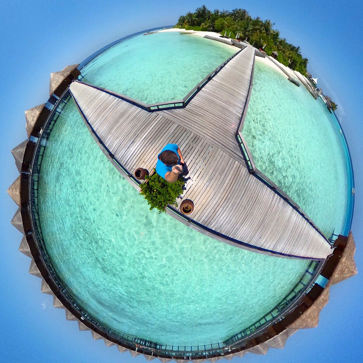 Ricoh Theta S sample photo. Baros maldives island on its own little planet photography