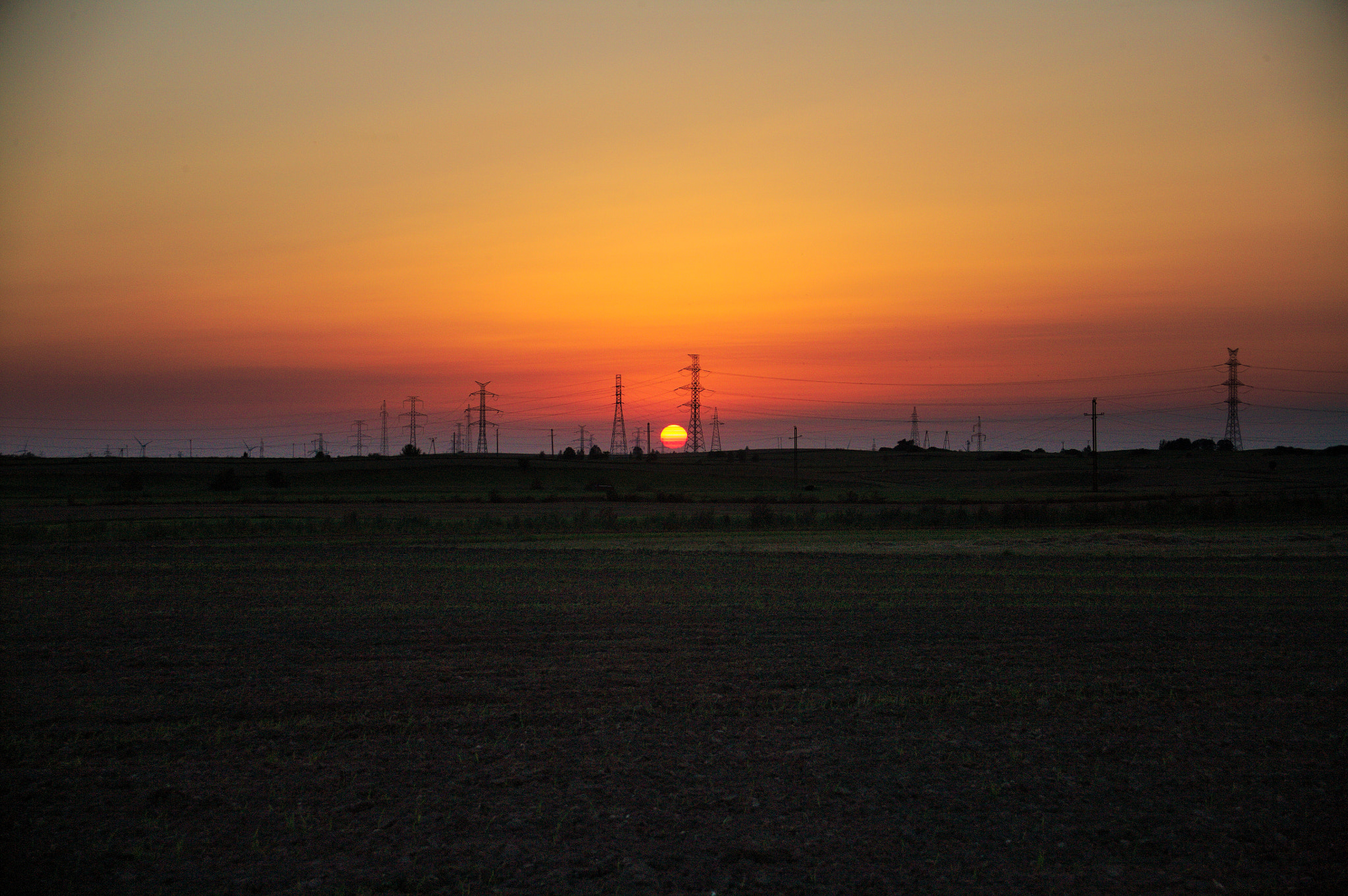 Canon EOS 5D sample photo. Powerlines sunset photography