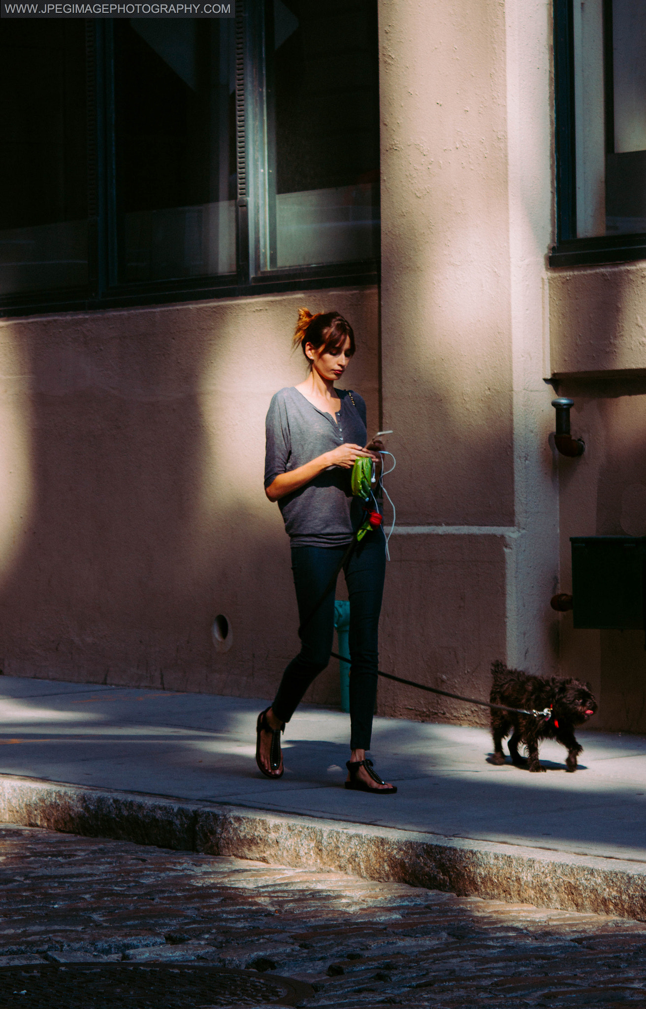 Canon EF 28-90mm f/4-5.6 sample photo. Woman walking her dog down a local street in dumbo brooklyn, new york. august 24, 2016 (second... photography