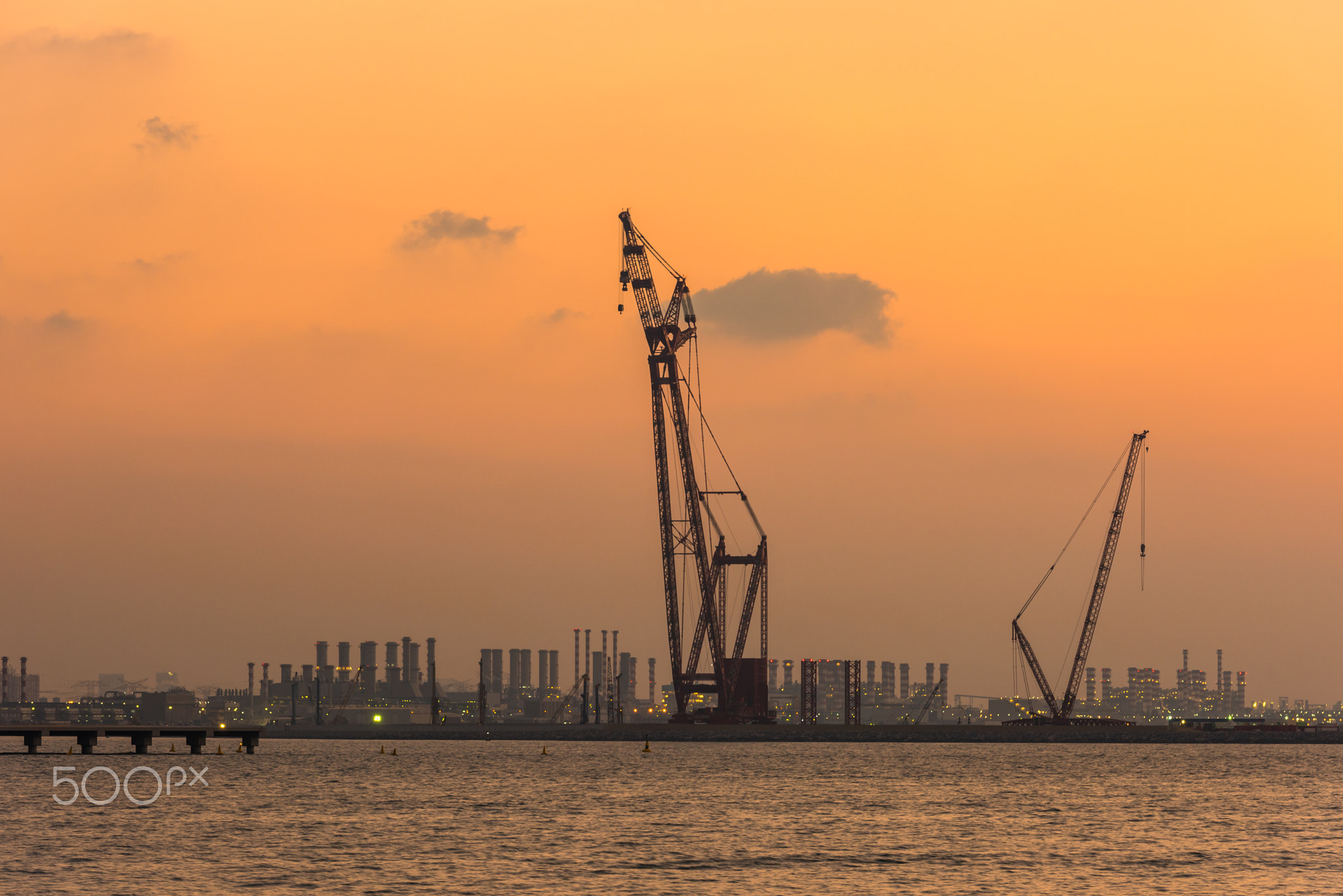 Sunset at the Dubai seaport, UAE