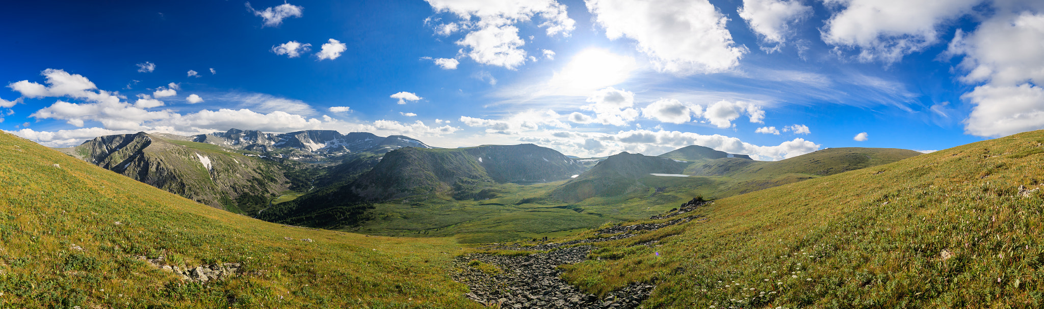 Panorama of mountain lakes