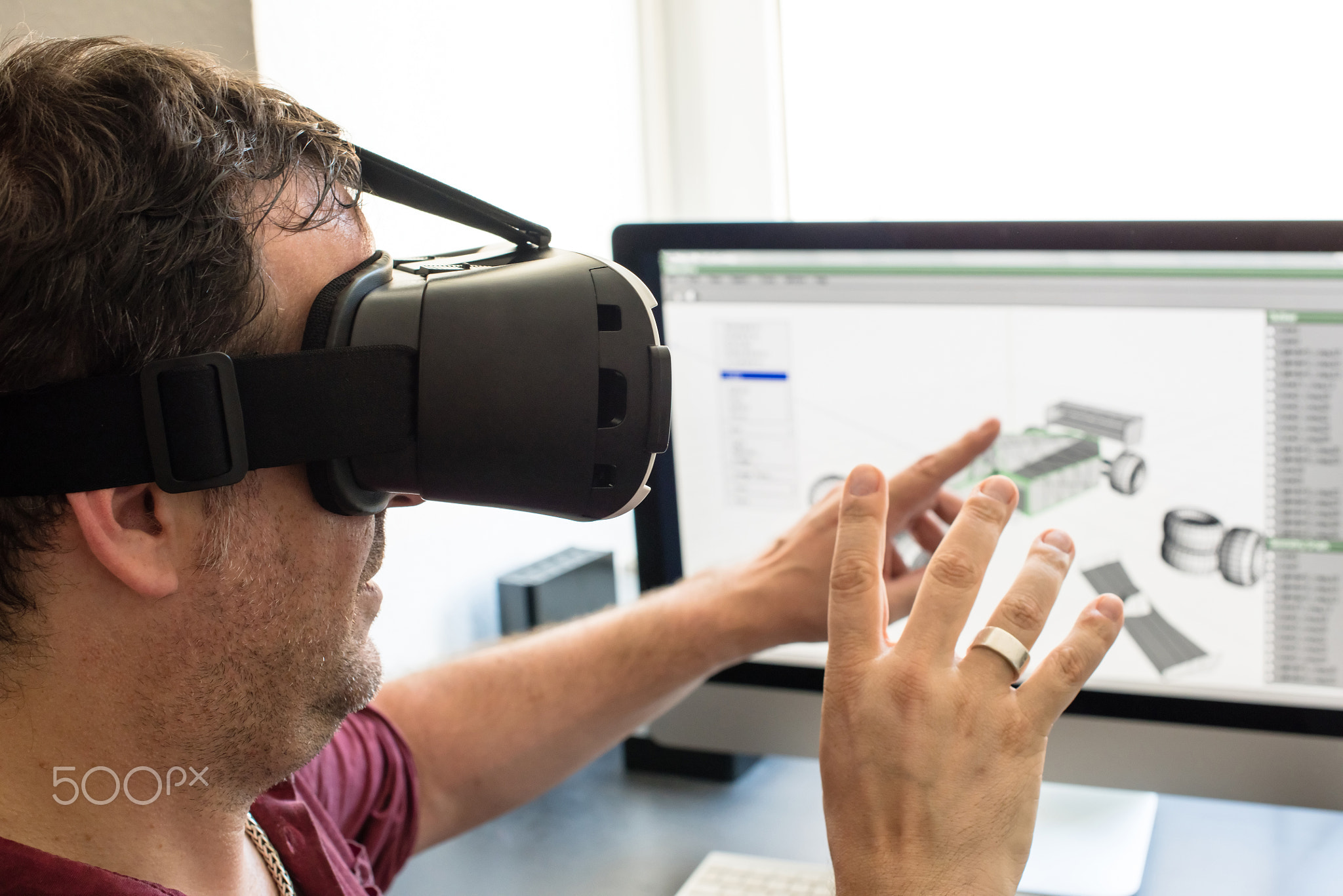 Male engineer with VR glasses