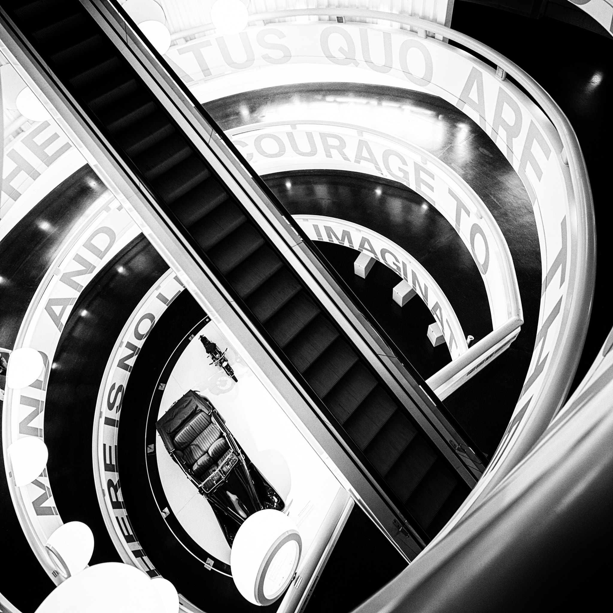 Canon TS-E 17mm F4L Tilt-Shift sample photo. Escalator in bmw museum photography