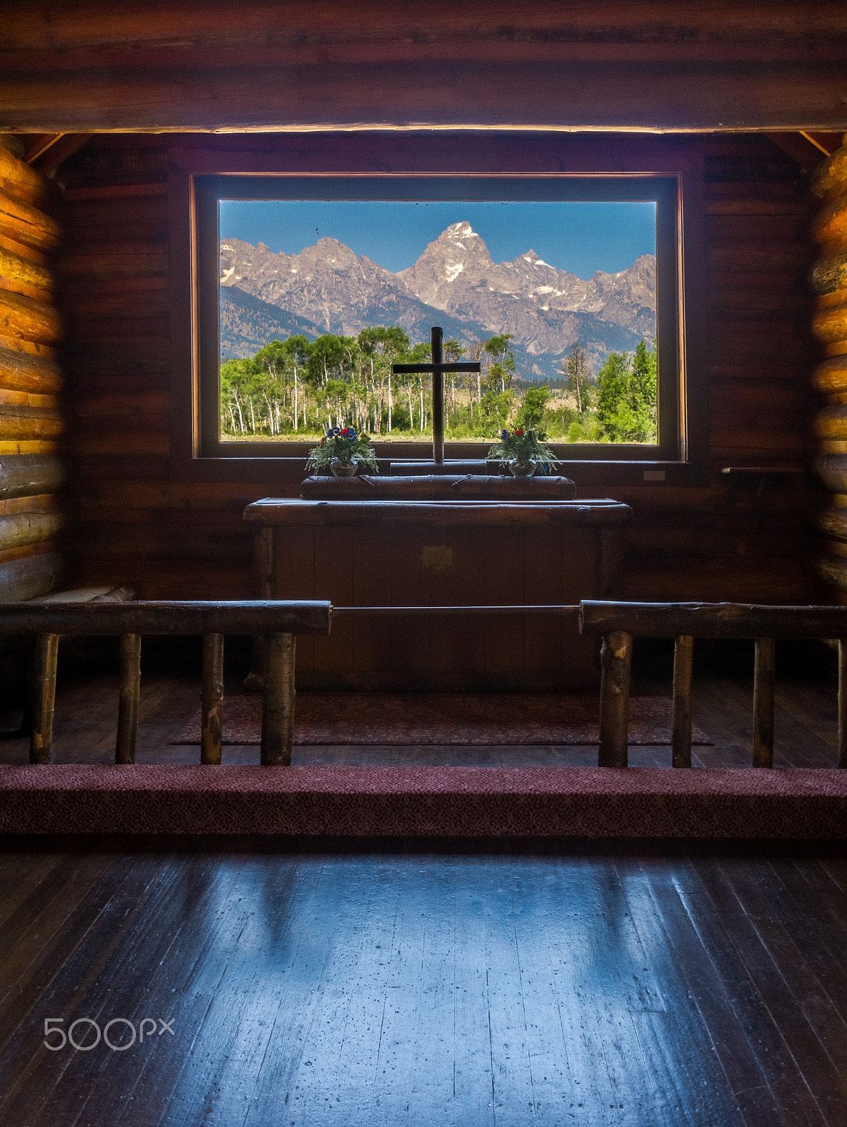 Panasonic Lumix DMC-GX1 sample photo. Church of the transfiguration, interior, near grand teton national park photography