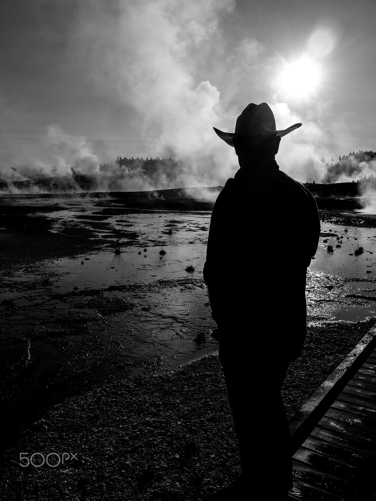 Panasonic Lumix DMC-GX1 sample photo. Watching the morning steam, norris geyser basin, yellowstone national park photography