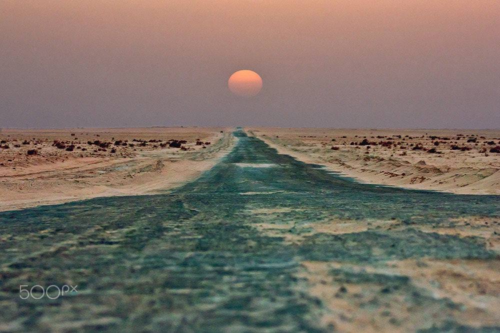 Canon EF 75-300mm f/4-5.6 USM sample photo. Desert road to the west photography