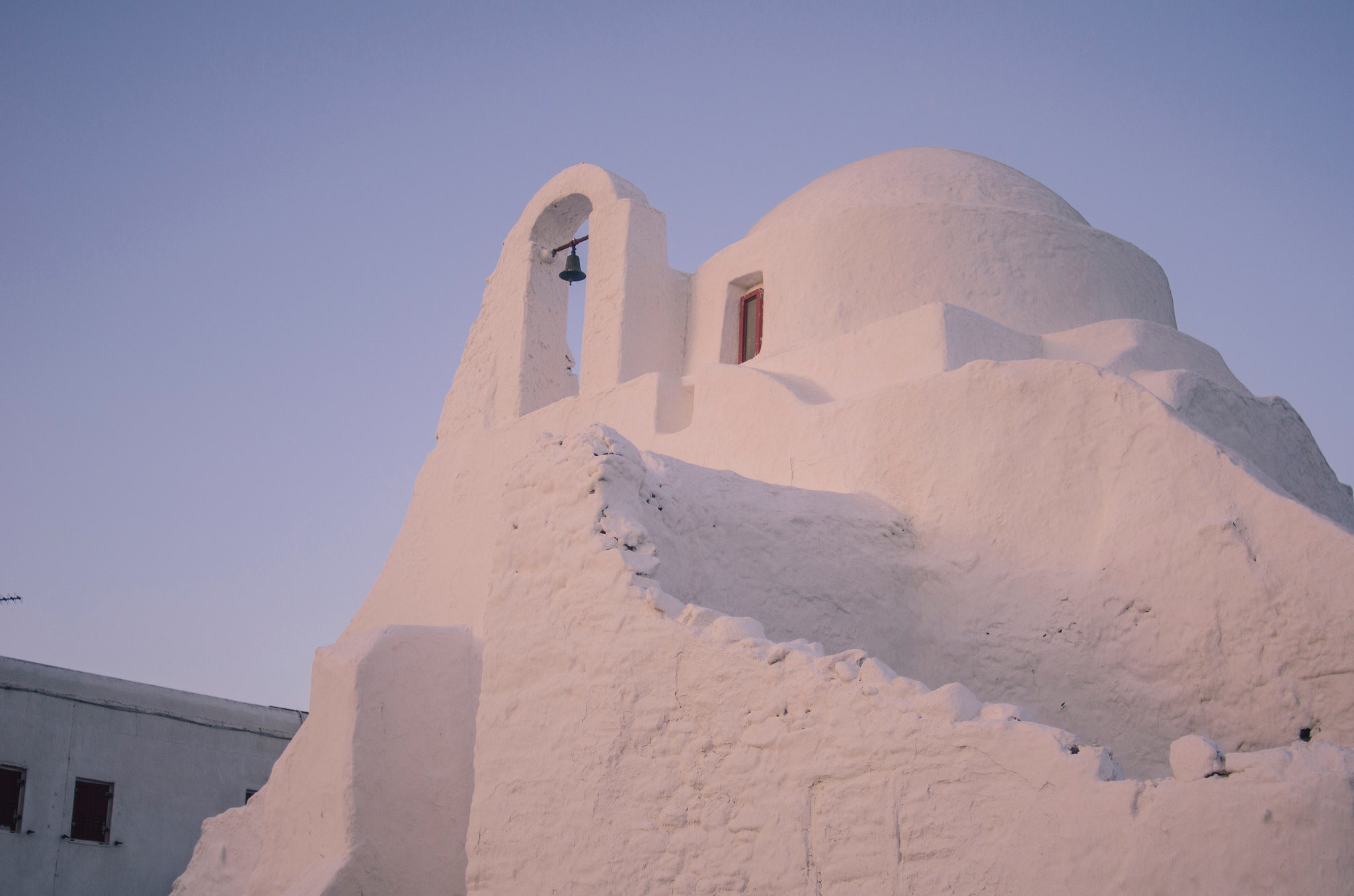 Nikon D7000 + Nikon AF Nikkor 35mm F2D sample photo. Mykonos chapel sunset photography