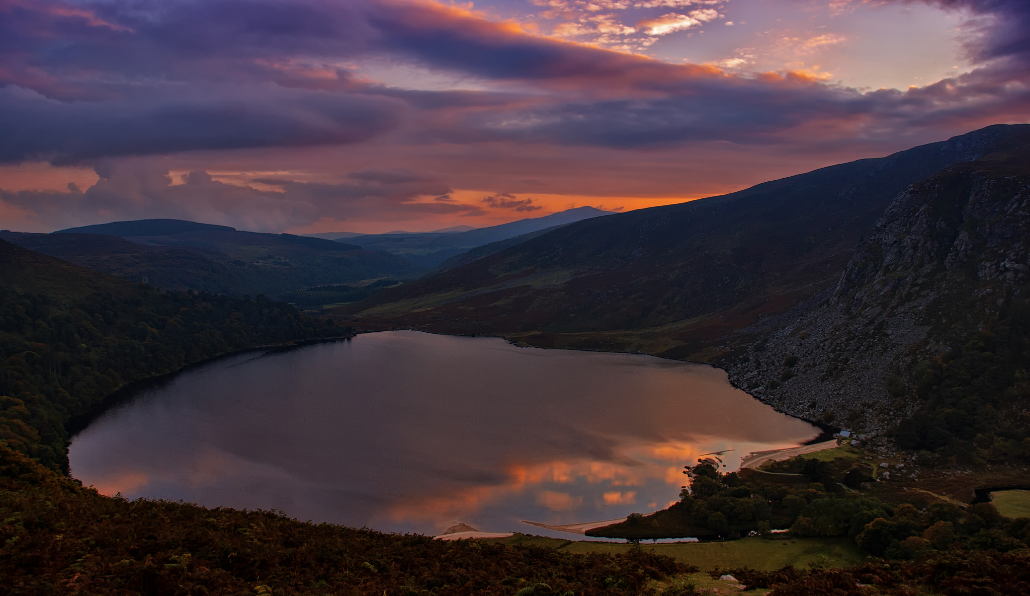 Nikon D60 + Sigma 18-200mm F3.5-6.3 DC OS HSM sample photo. Lough tay at the sunset photography