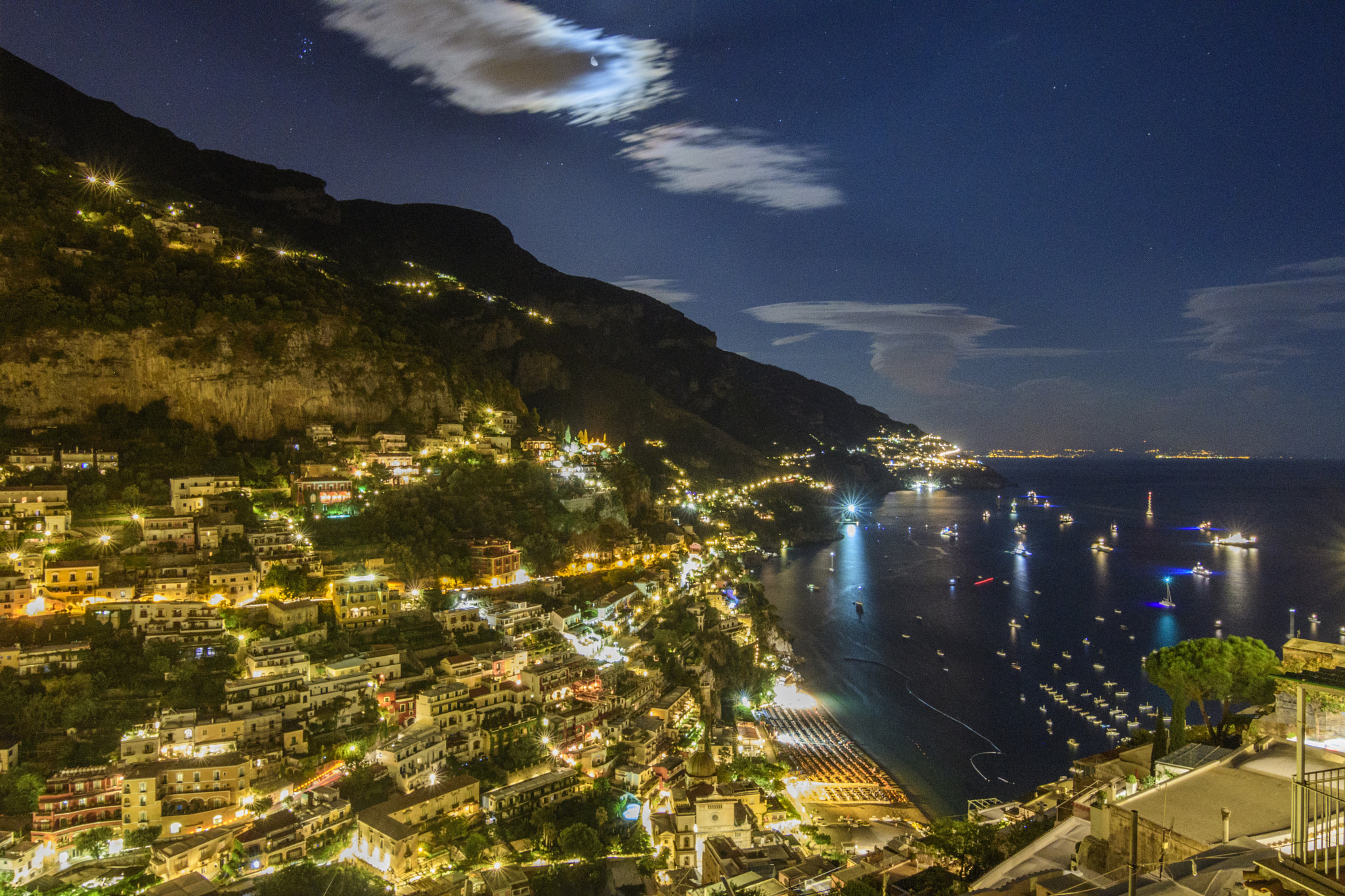 Nikon D500 sample photo. Positano at night amalfi photography