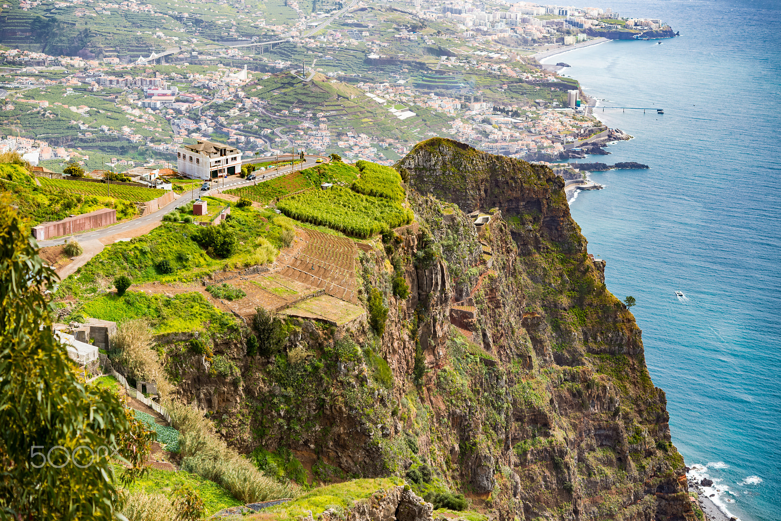 Nikon D610 + Nikon AF-S Micro-Nikkor 60mm F2.8G ED sample photo. High angle view of grassy cliff portuguese island in atlantic ocean photography