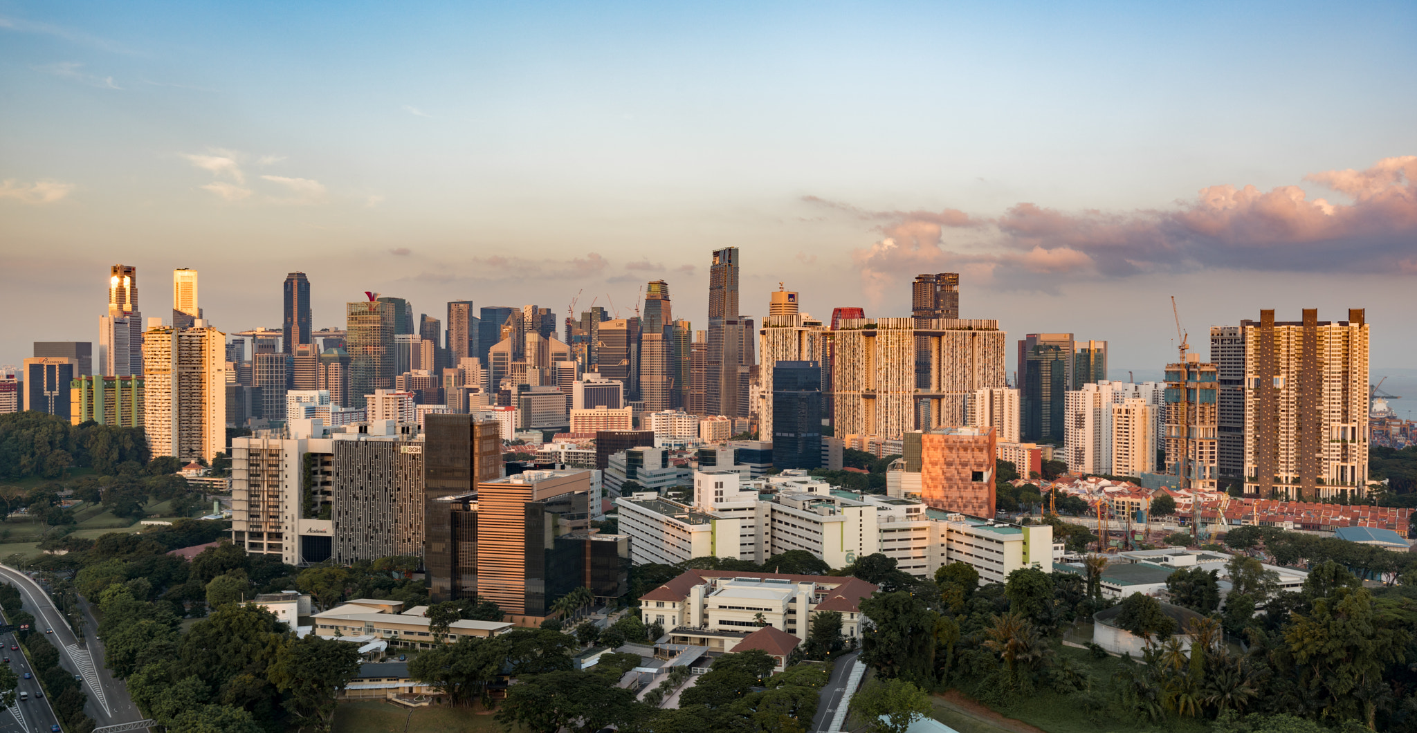 Sony a7R II + Canon EF 16-35mm F4L IS USM sample photo. Sunset singapore downtown area photography