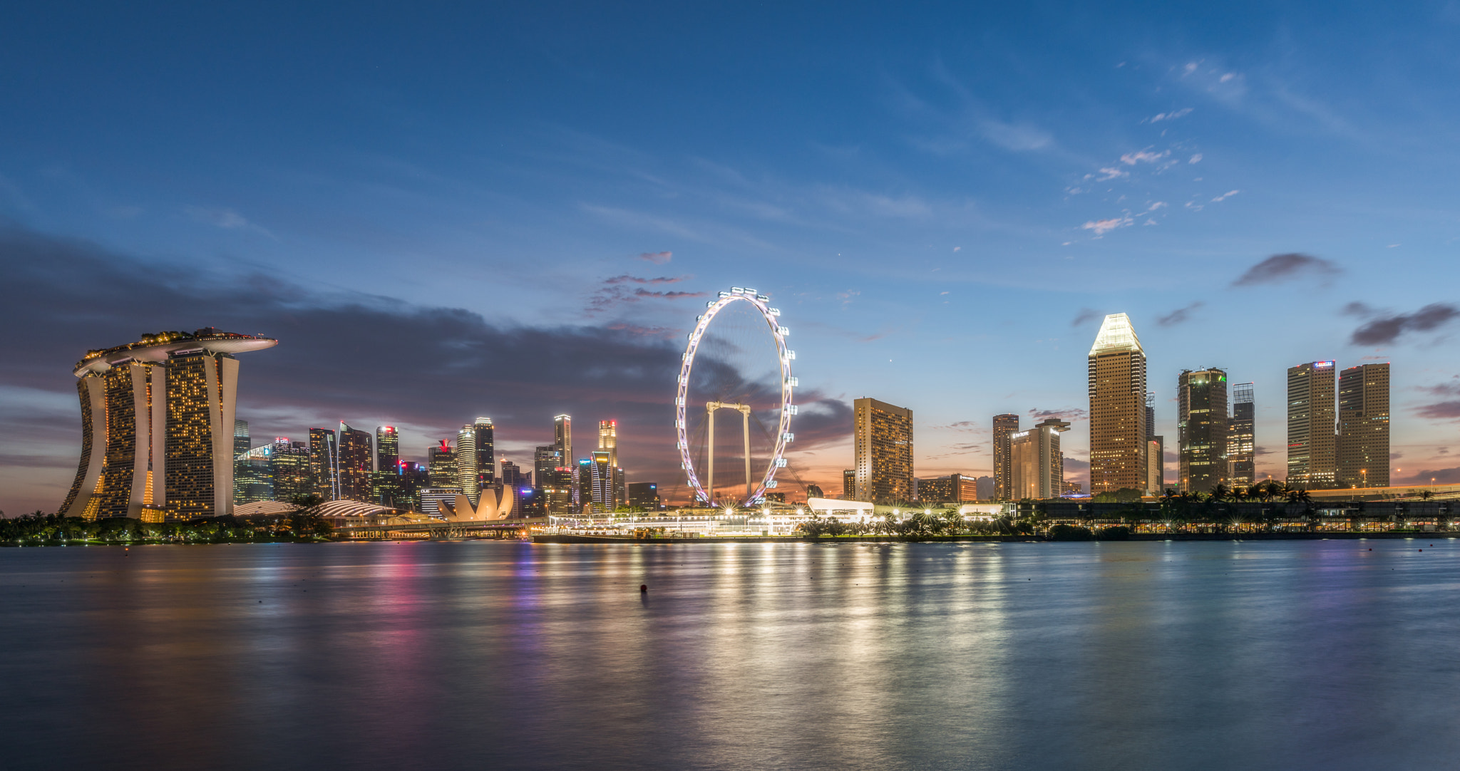 Sony a7R II + Canon EF 16-35mm F4L IS USM sample photo. Sunset at marina bay photography