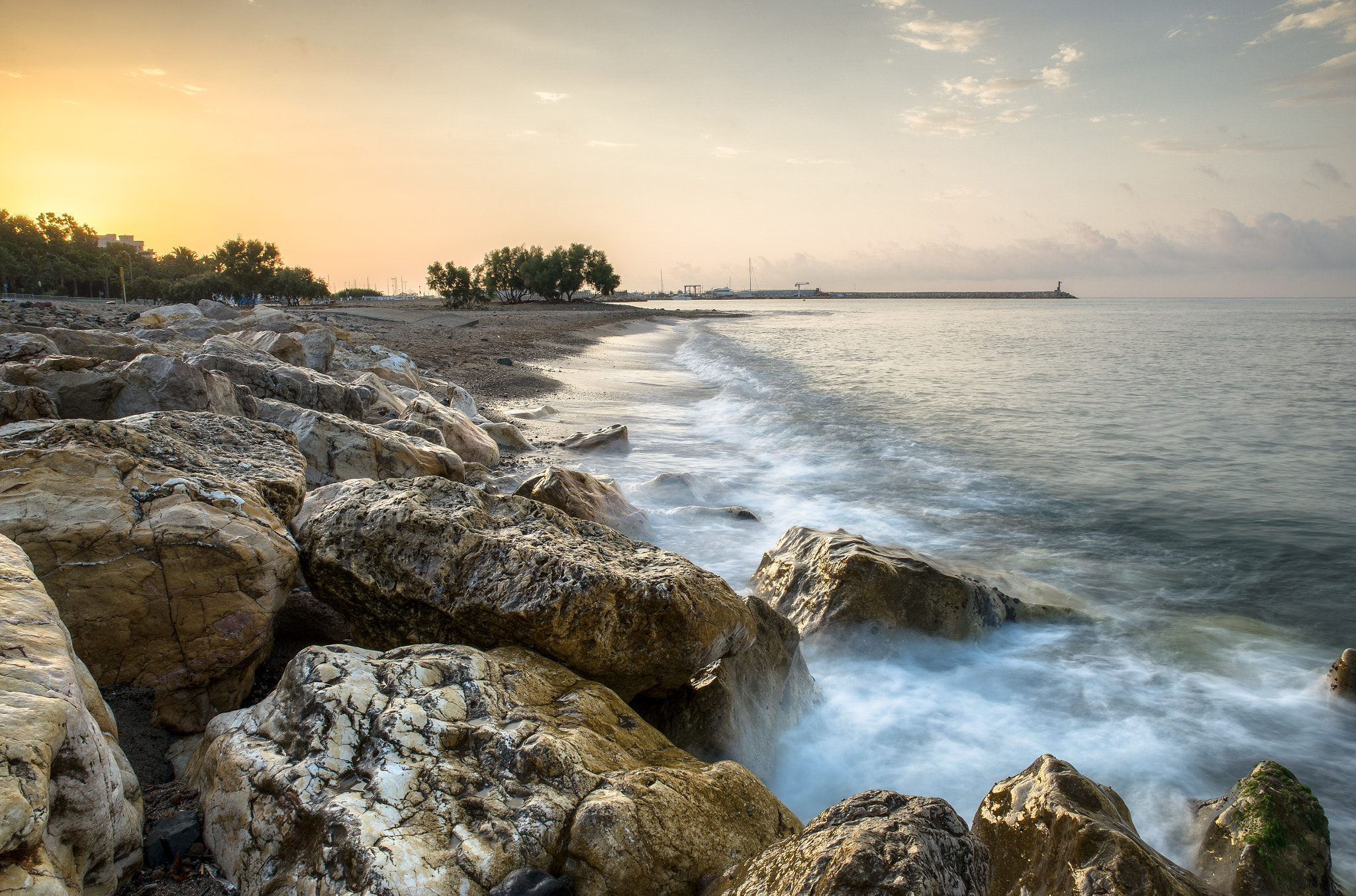 Sony a7 II + Tamron SP 24-70mm F2.8 Di VC USD sample photo. Cambrils sunrise on the rocks photography