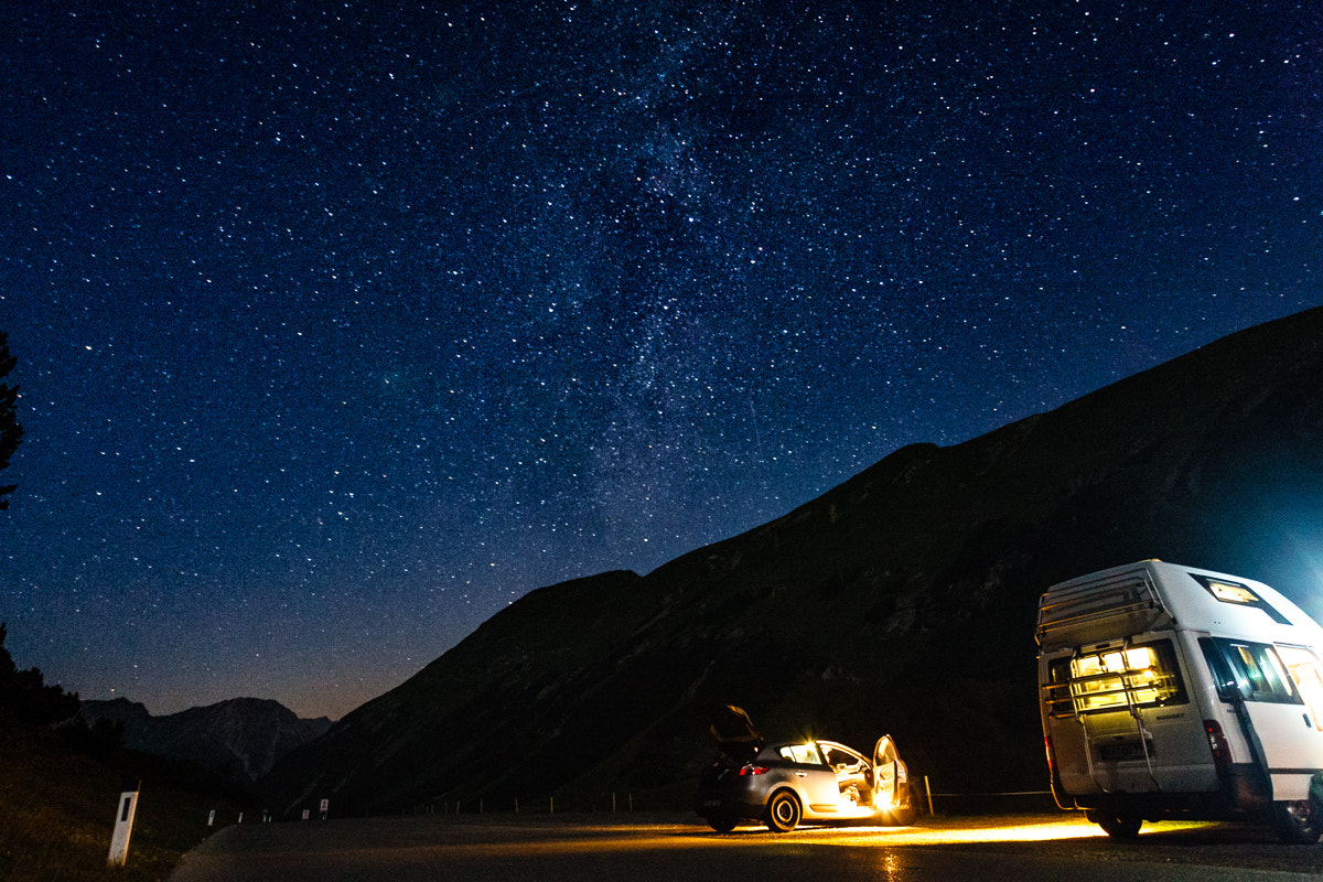 Canon EOS-1D Mark III + Canon EF 17-40mm F4L USM sample photo. Milky way over hahntennjoch photography