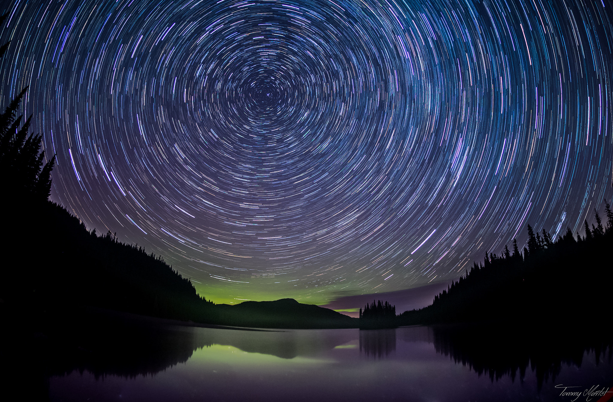 Olympus OM-D E-M1 + OLYMPUS M.8mm F1.8 sample photo. Star trail over the lake photography
