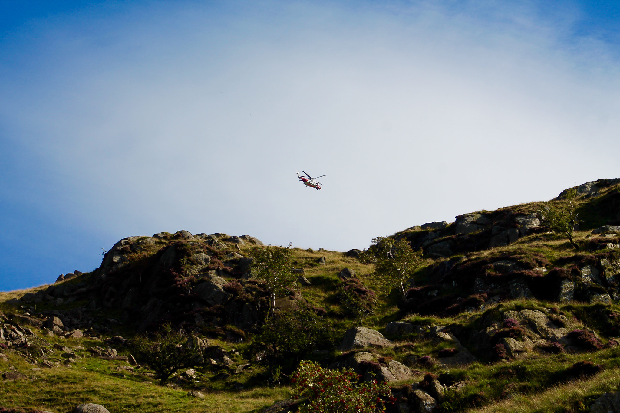 Canon EF75-300mm f/4-5.6 sample photo. Rescue chopper on patrol in snowdonia august bank holiday 2016 photography