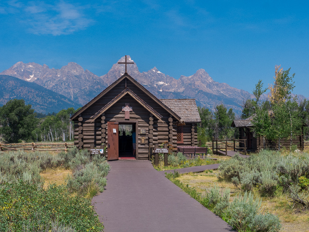 Panasonic Lumix DMC-GX1 sample photo. Church of the transfiguration and grand tetons photography