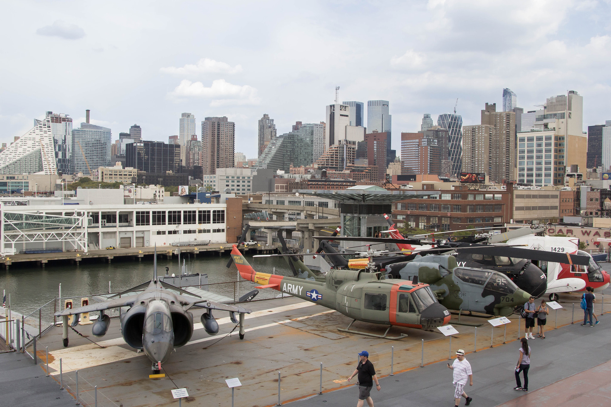 Canon EOS 60D + Tamron AF 18-250mm F3.5-6.3 Di II LD Aspherical (IF) Macro sample photo. Planes on intrepid against nyc skyline photography