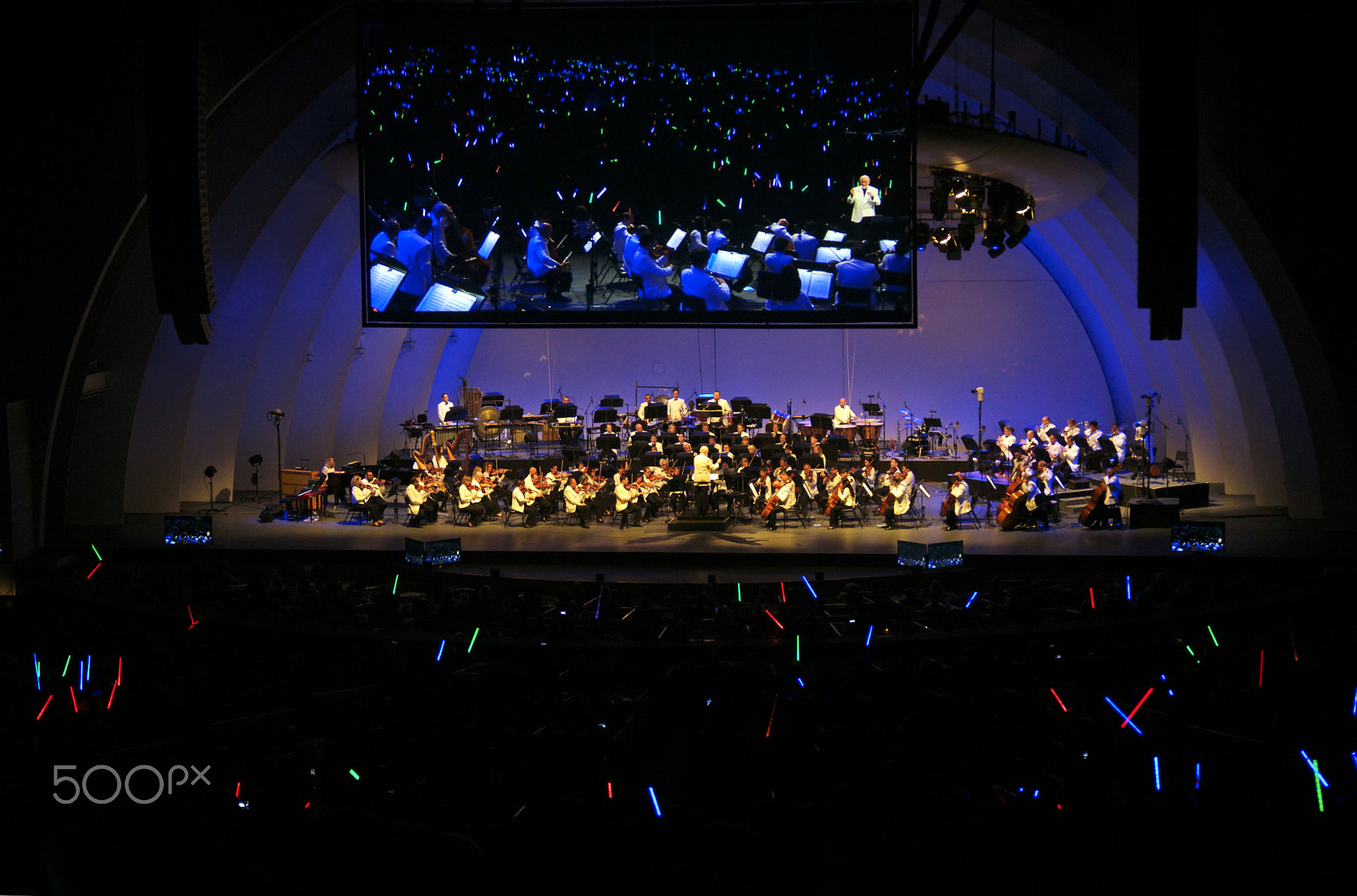 Samsung NX500 + NX 50-200mm F4-5.6 sample photo. John williams conducts star wars hollywood bowl photography