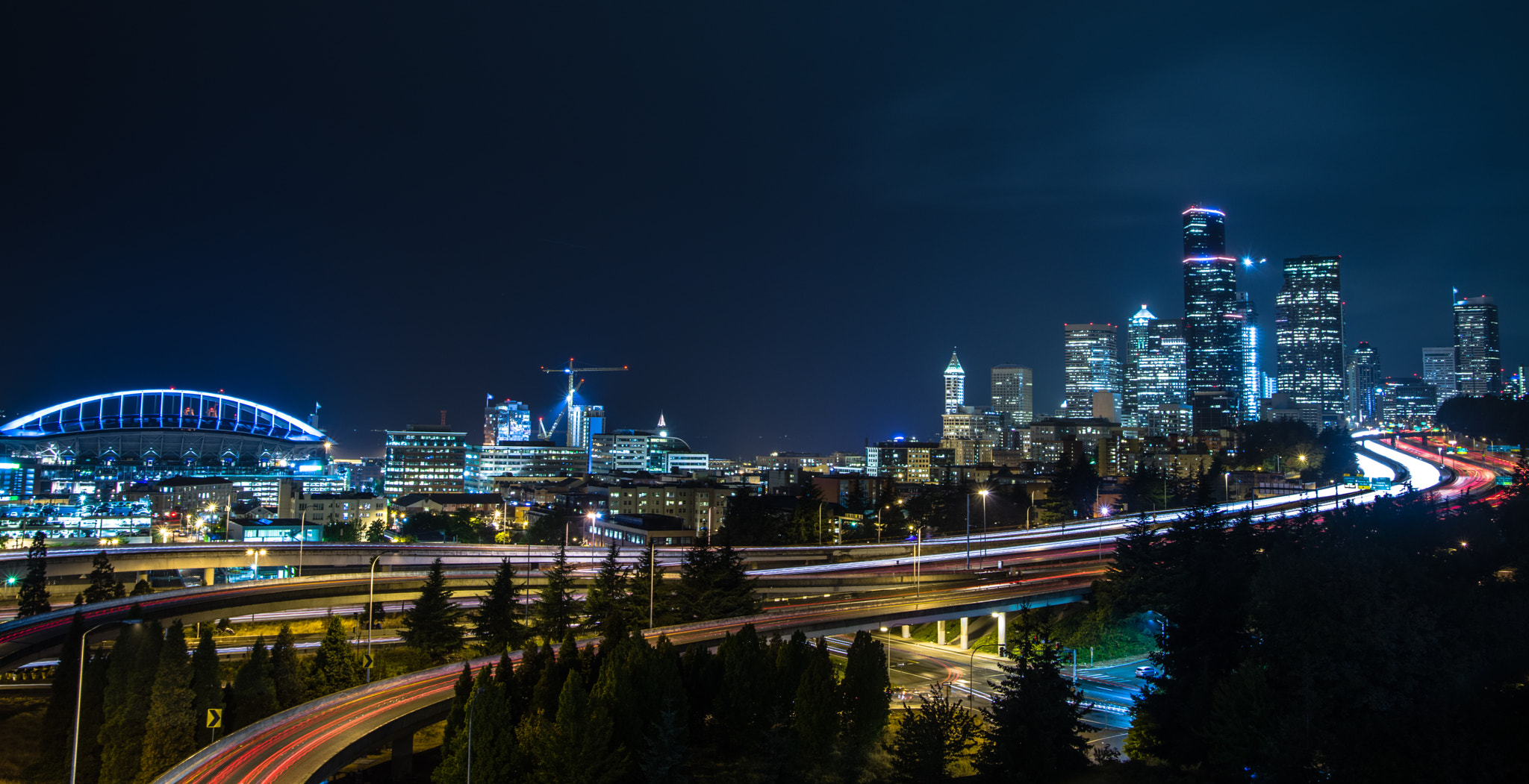 Pentax K-1 sample photo. Qwest field and freeways at seattle photography