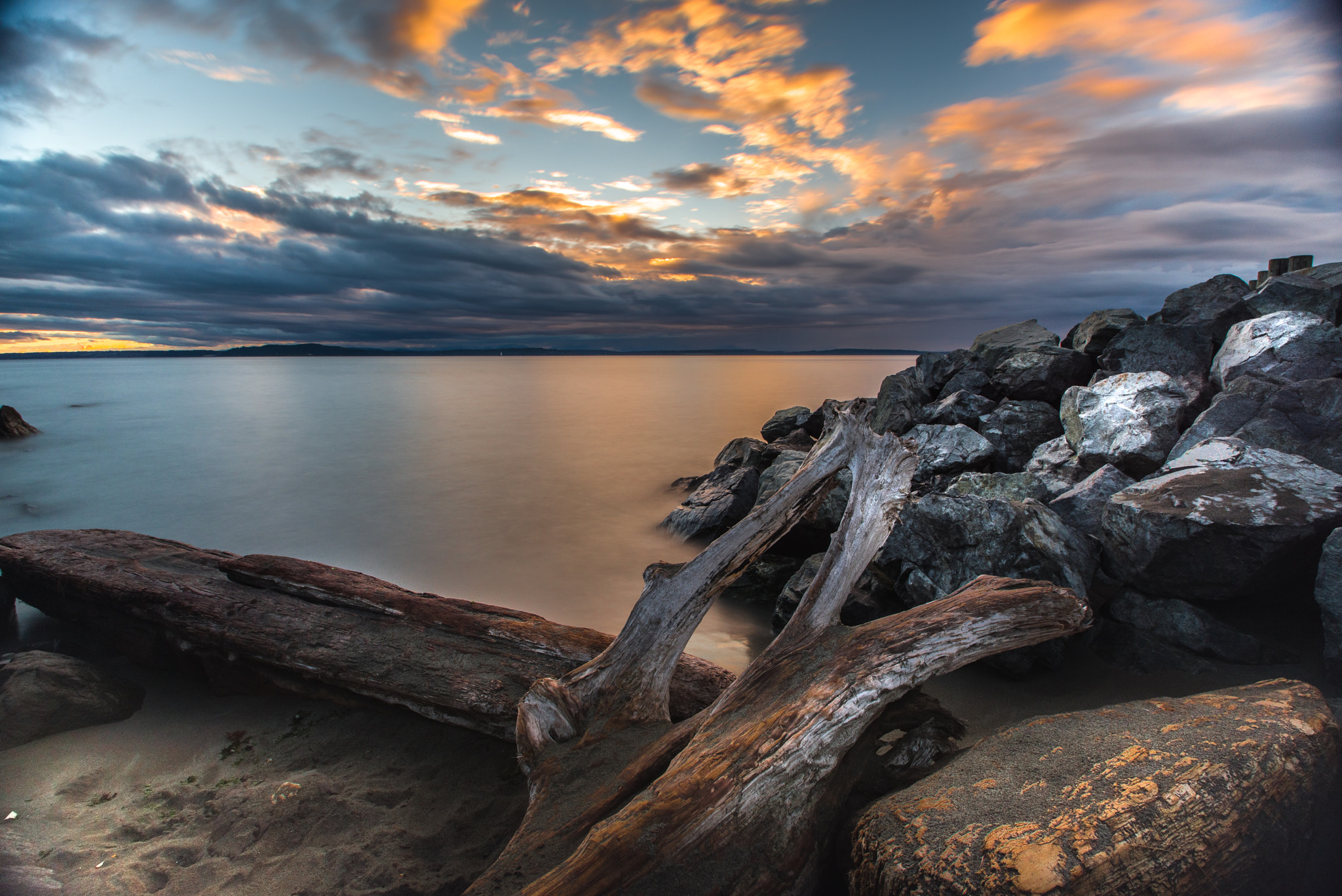 Pentax K-1 sample photo. Sunset at alki beach seattle photography