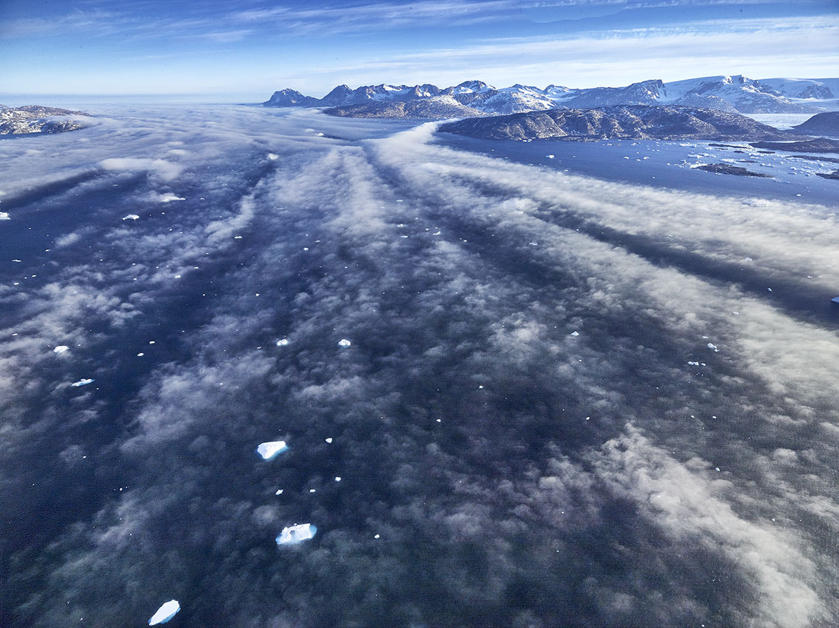 Phase One IQ260 sample photo. Rapidly advancing mist at sermilik fjord greenland photography
